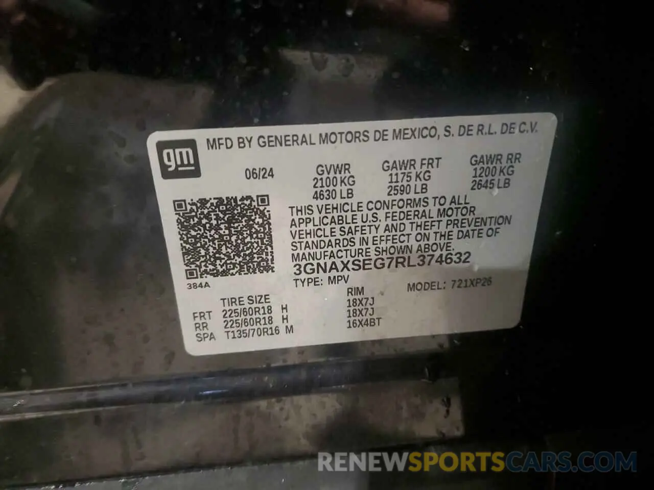 13 fotografías del automóvil dañado 3GNAXSEG7RL374632 CHEVROLET EQUINOX 2024