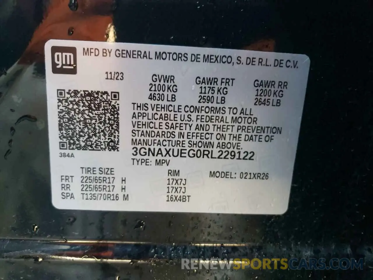 14 fotografías del automóvil dañado 3GNAXUEG0RL229122 CHEVROLET EQUINOX 2024