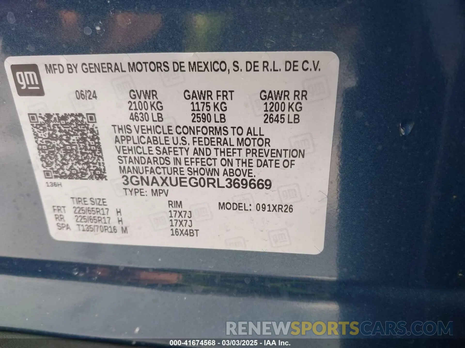9 fotografías del automóvil dañado 3GNAXUEG0RL369669 CHEVROLET EQUINOX 2024