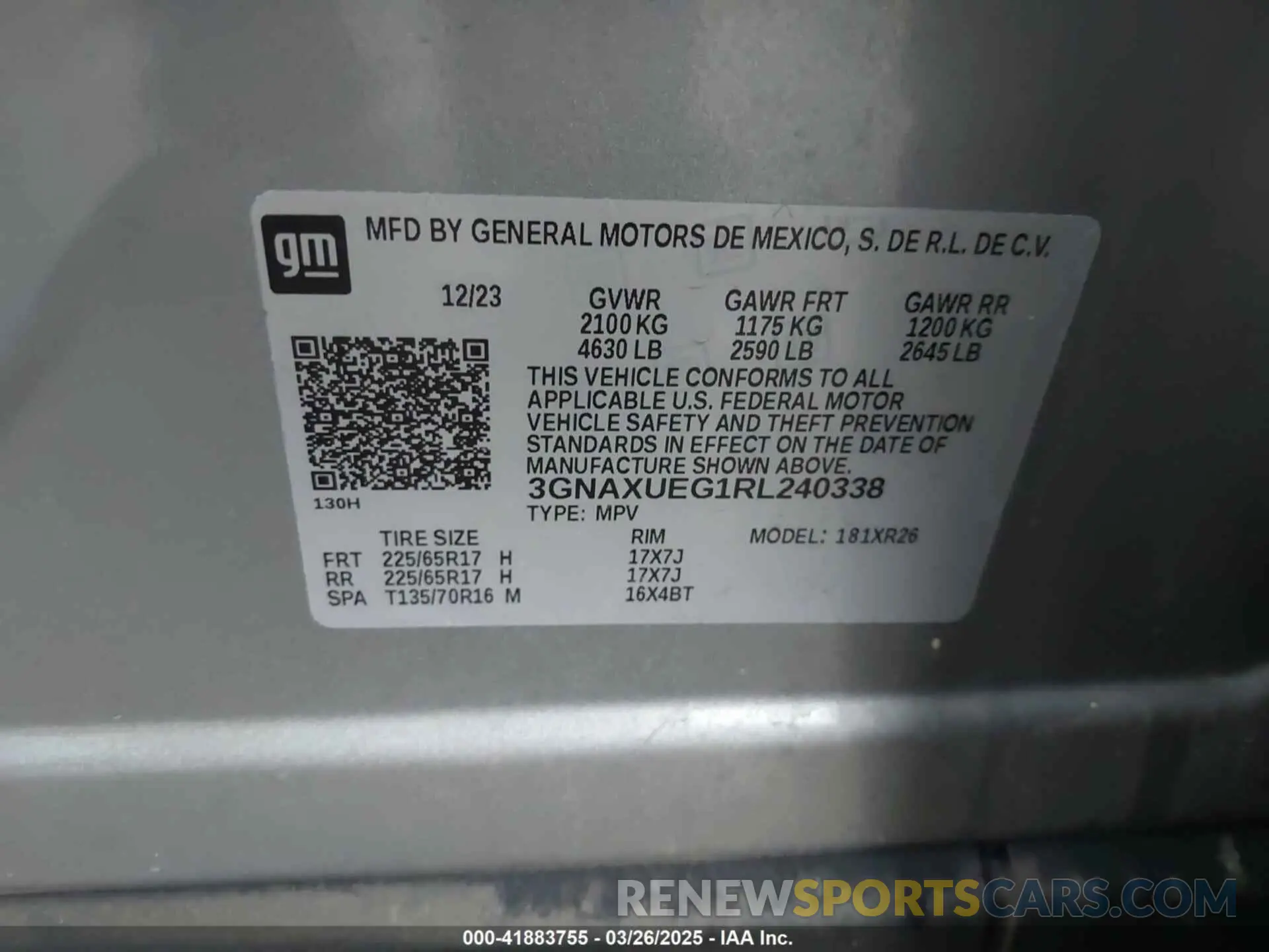 9 fotografías del automóvil dañado 3GNAXUEG1RL240338 CHEVROLET EQUINOX 2024