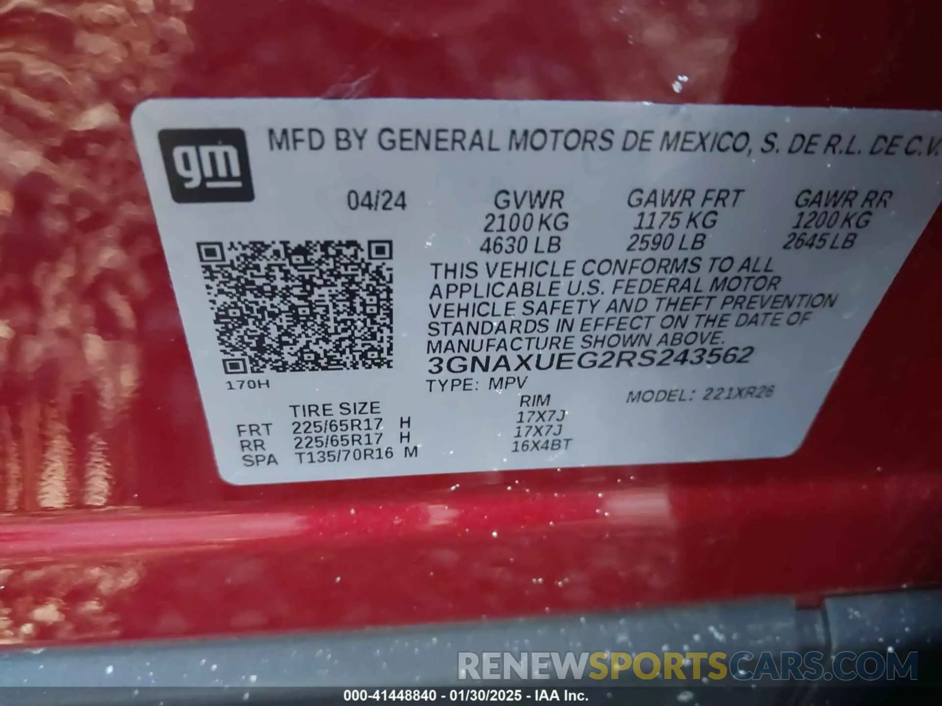 9 fotografías del automóvil dañado 3GNAXUEG2RS243562 CHEVROLET EQUINOX 2024