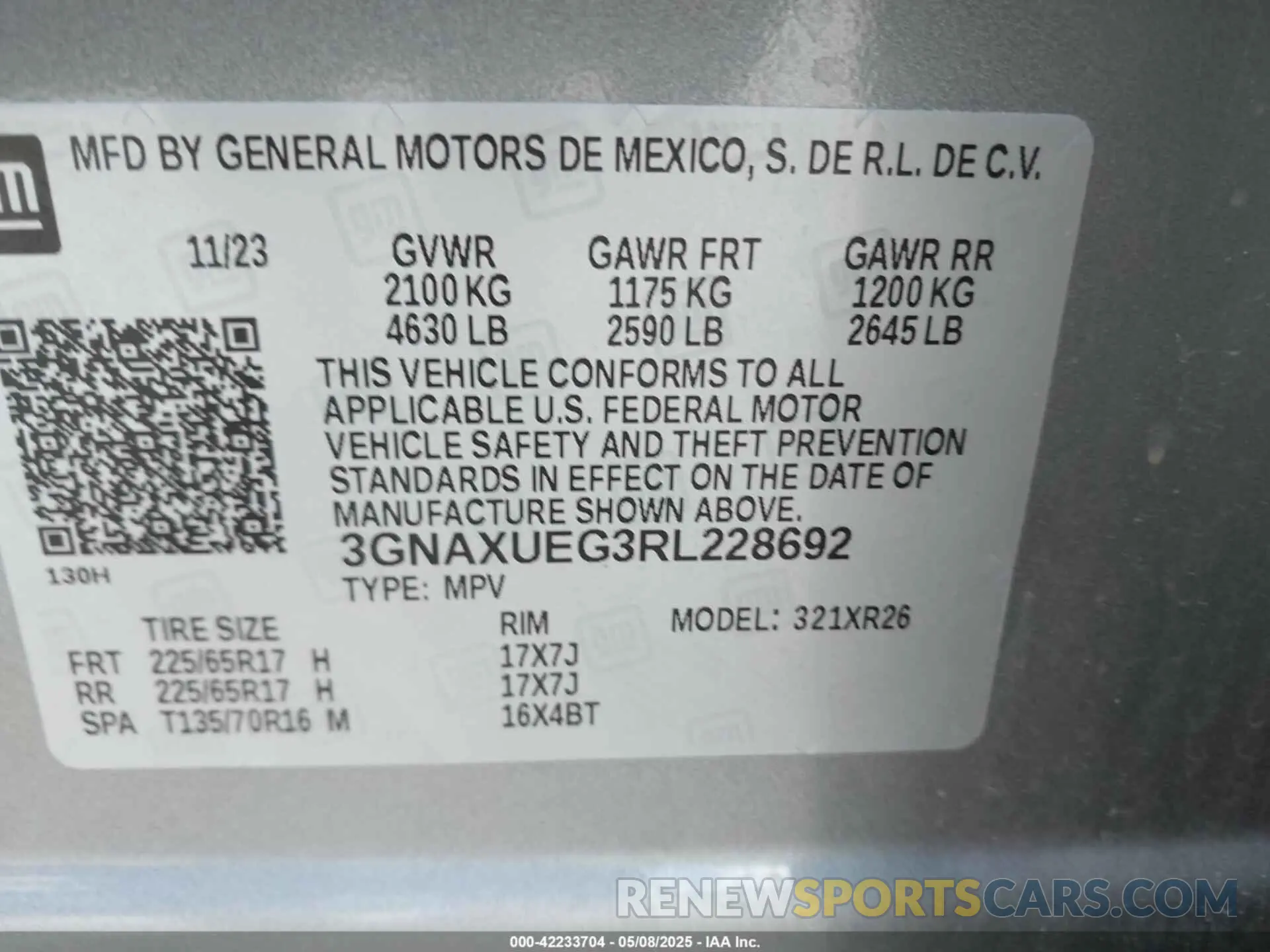 9 fotografías del automóvil dañado 3GNAXUEG3RL228692 CHEVROLET EQUINOX 2024