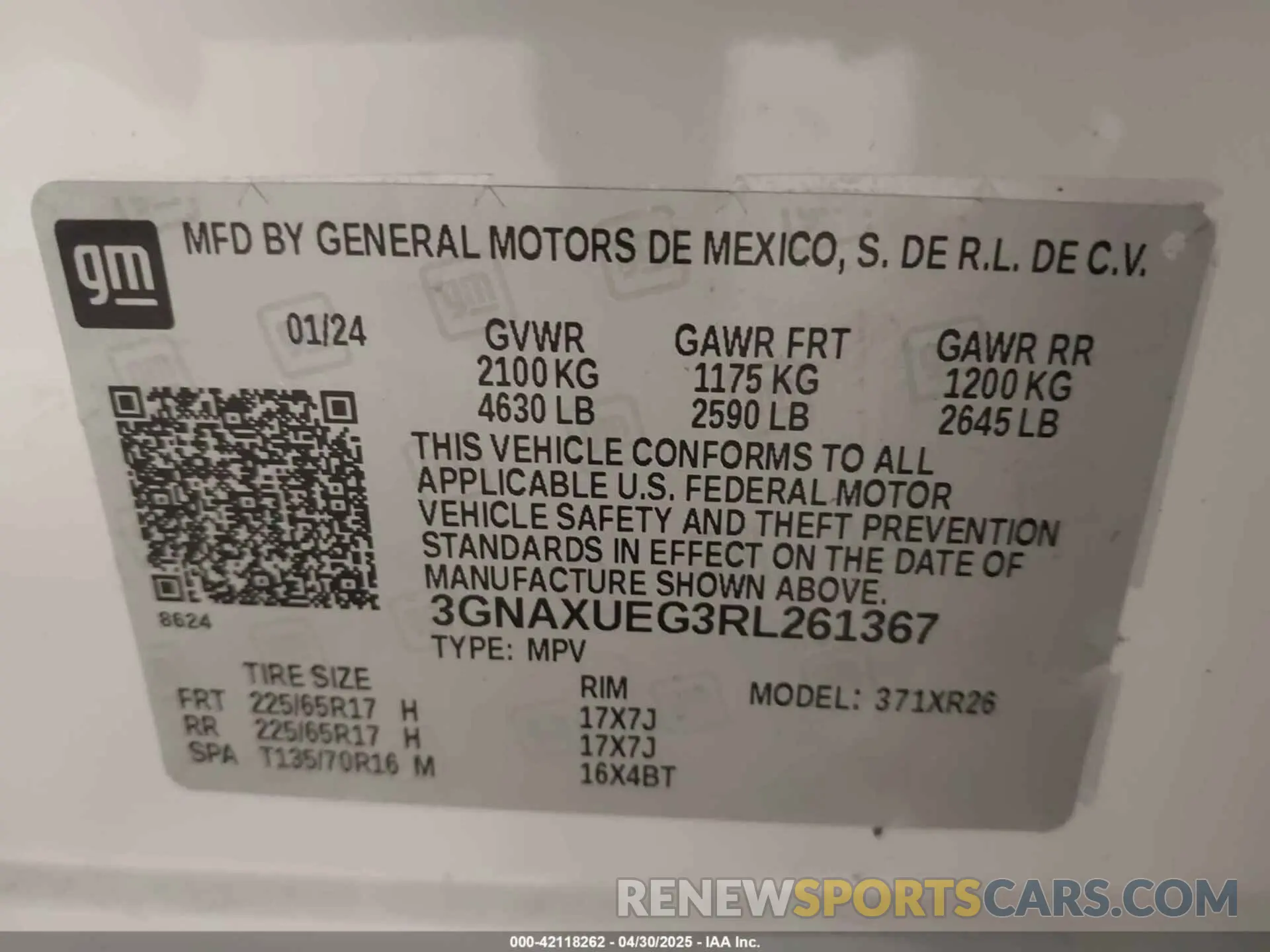 9 fotografías del automóvil dañado 3GNAXUEG3RL261367 CHEVROLET EQUINOX 2024