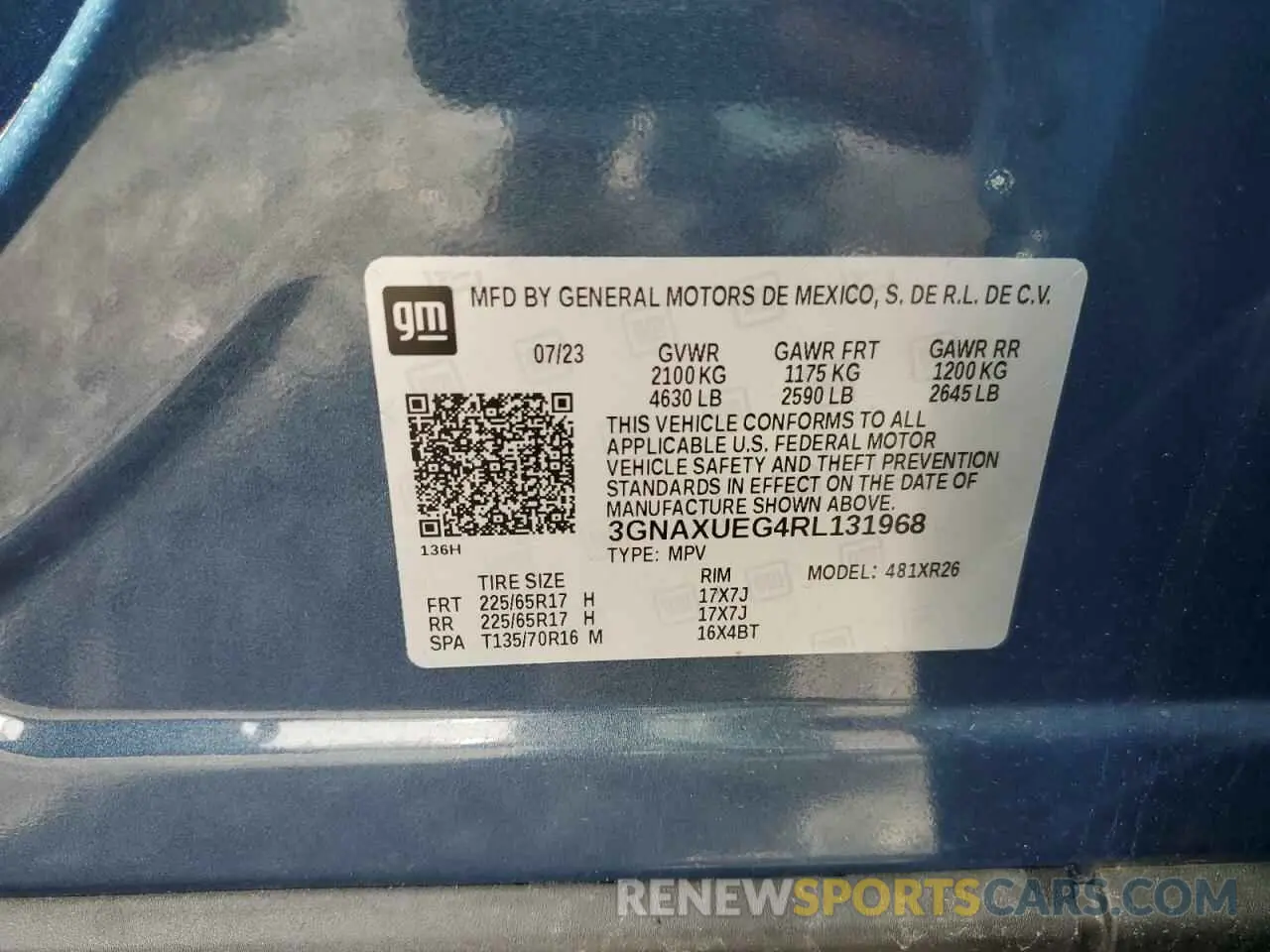 15 fotografías del automóvil dañado 3GNAXUEG4RL131968 CHEVROLET EQUINOX 2024