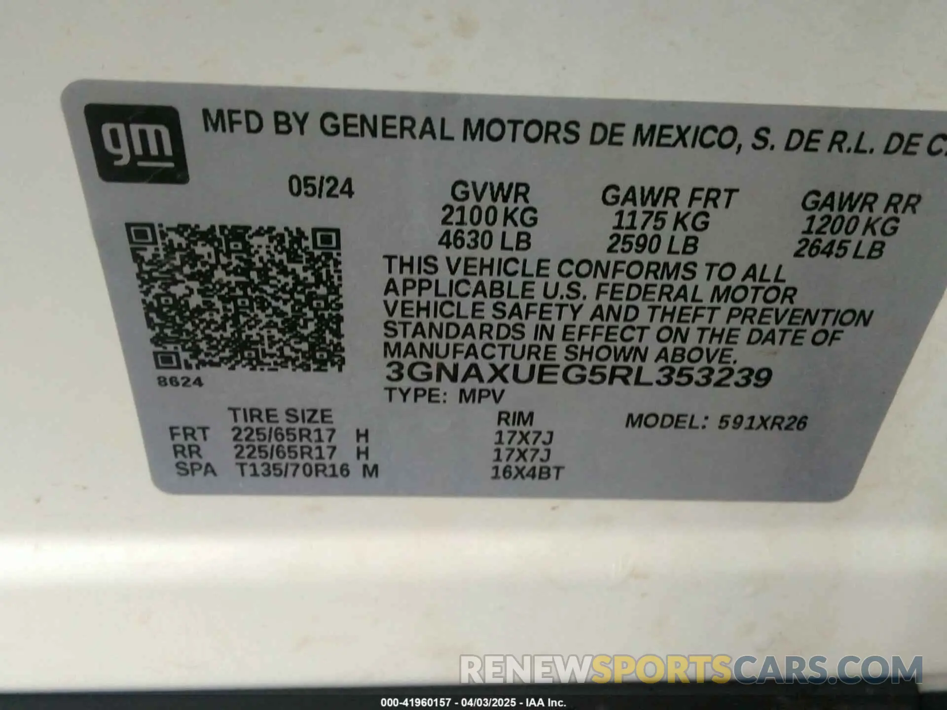 9 fotografías del automóvil dañado 3GNAXUEG5RL353239 CHEVROLET EQUINOX 2024