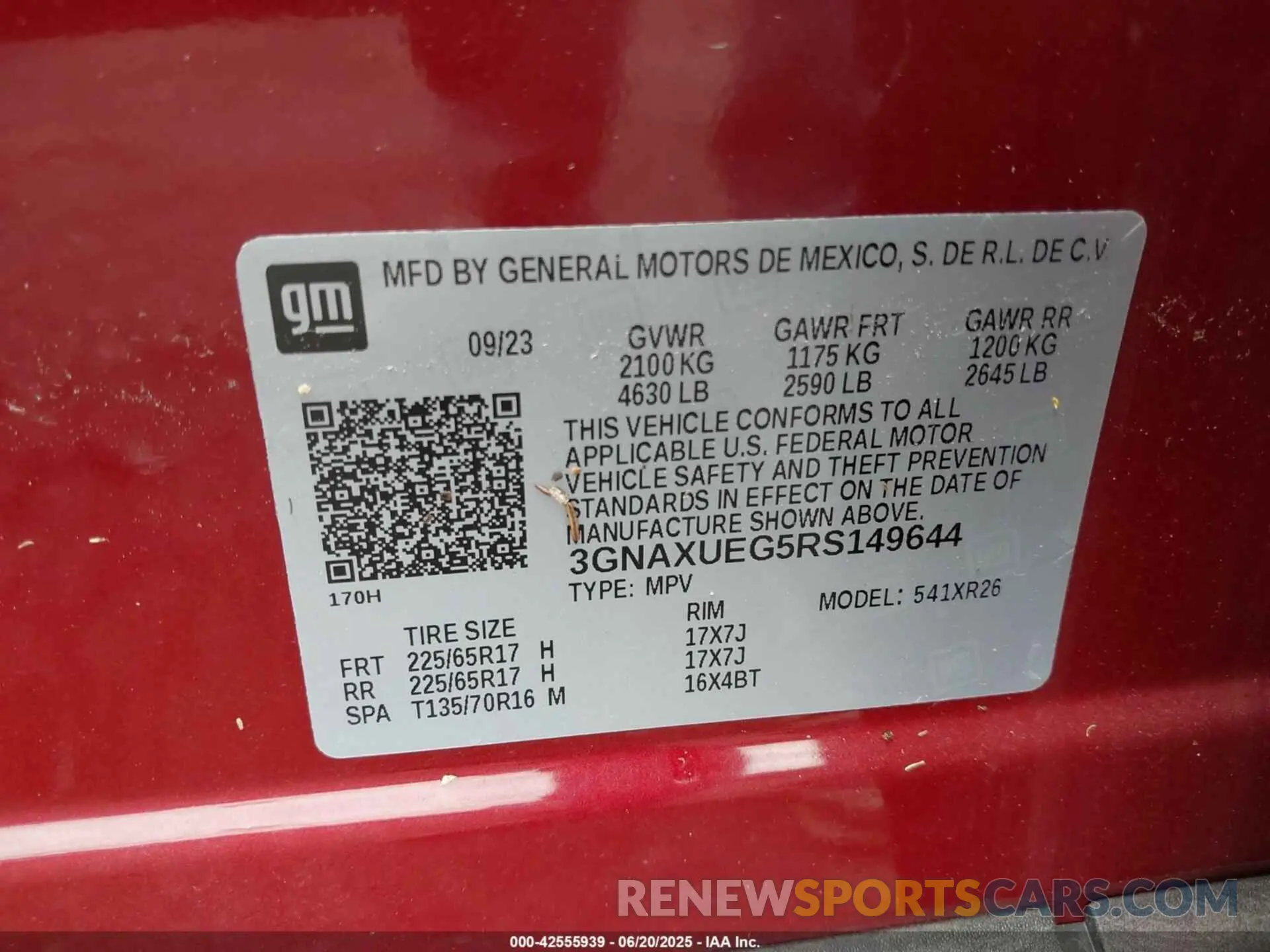 9 fotografías del automóvil dañado 3GNAXUEG5RS149644 CHEVROLET EQUINOX 2024