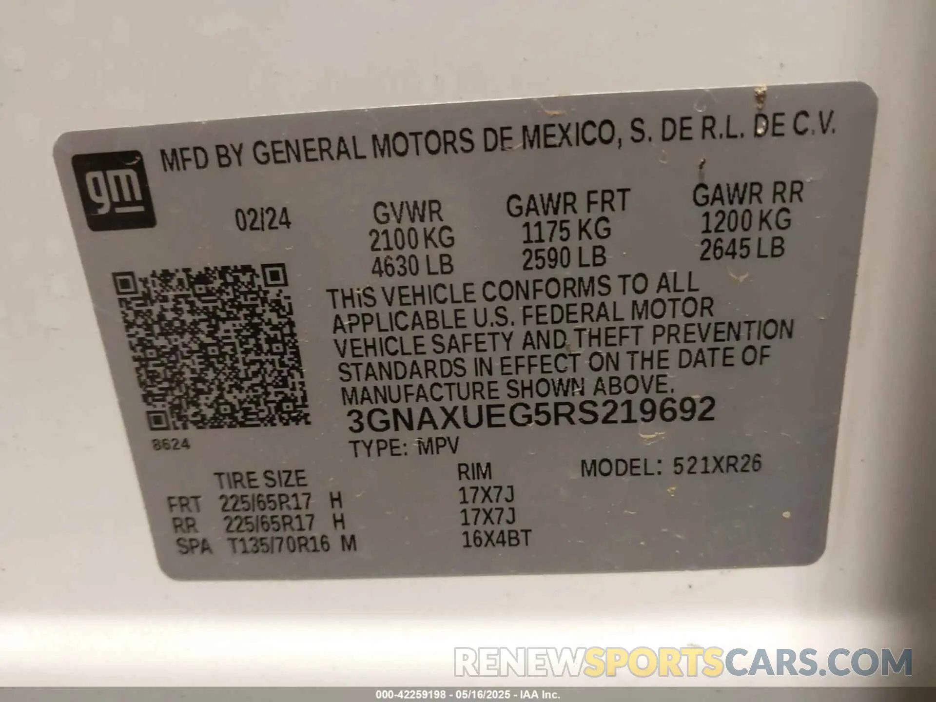 9 fotografías del automóvil dañado 3GNAXUEG5RS219692 CHEVROLET EQUINOX 2024