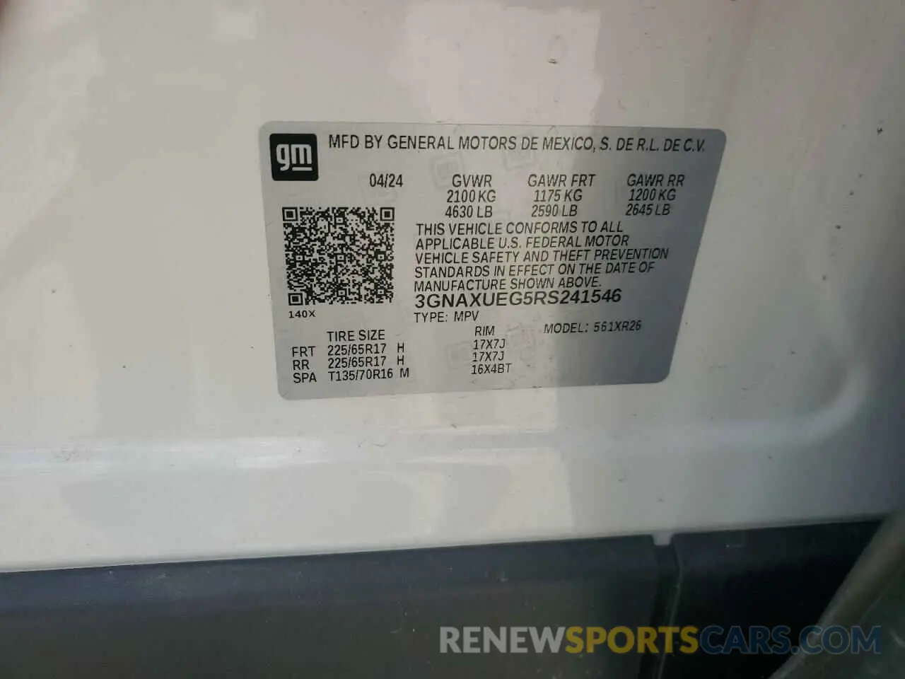 13 fotografías del automóvil dañado 3GNAXUEG5RS241546 CHEVROLET EQUINOX 2024