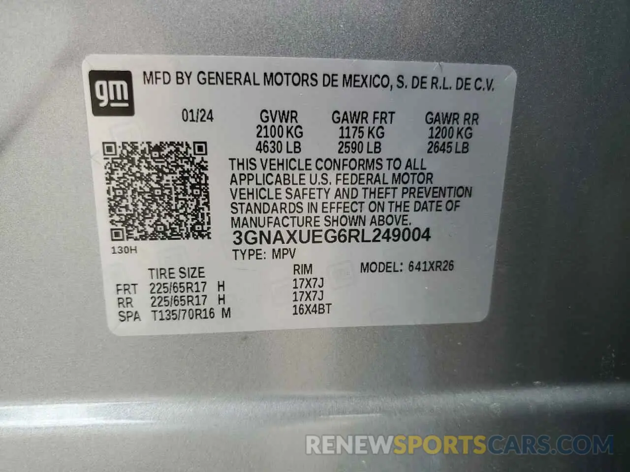 13 fotografías del automóvil dañado 3GNAXUEG6RL249004 CHEVROLET EQUINOX 2024