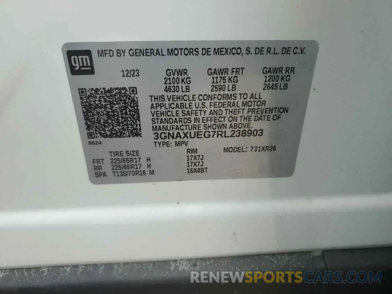 13 fotografías del automóvil dañado 3GNAXUEG7RL238903 CHEVROLET EQUINOX 2024