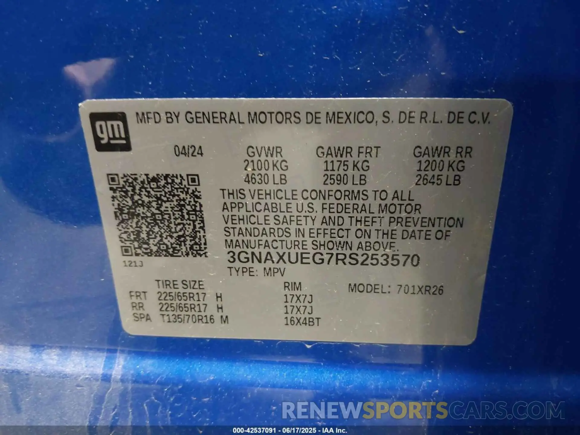 9 fotografías del automóvil dañado 3GNAXUEG7RS253570 CHEVROLET EQUINOX 2024