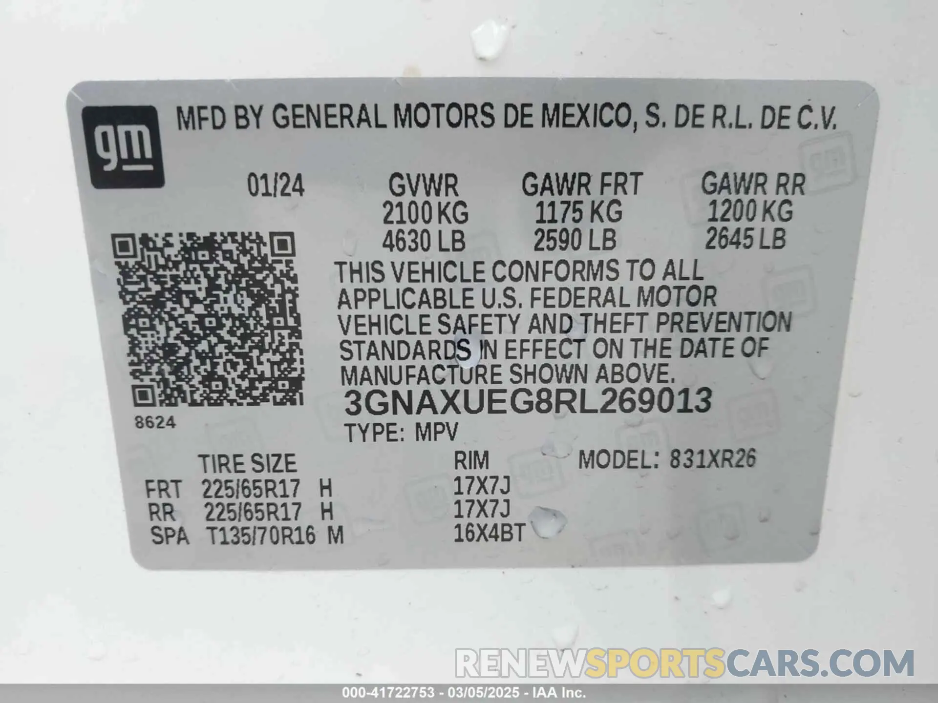 9 fotografías del automóvil dañado 3GNAXUEG8RL269013 CHEVROLET EQUINOX 2024