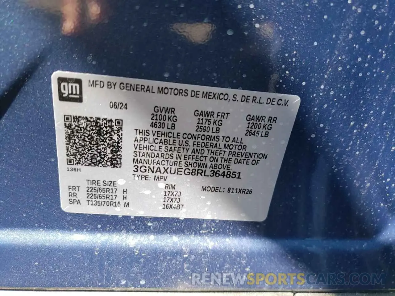 13 fotografías del automóvil dañado 3GNAXUEG8RL364851 CHEVROLET EQUINOX 2024