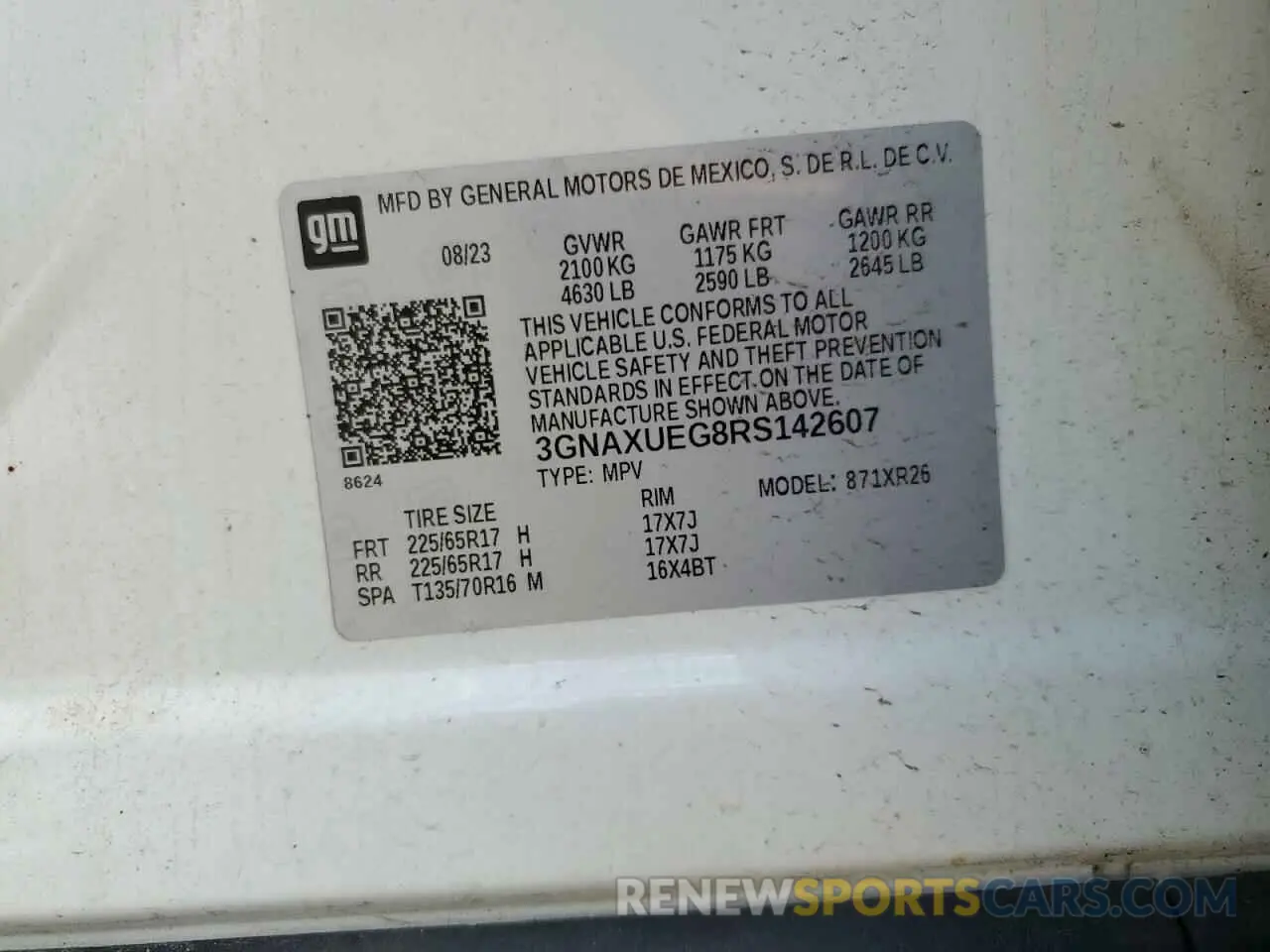 14 fotografías del automóvil dañado 3GNAXUEG8RS142607 CHEVROLET EQUINOX 2024