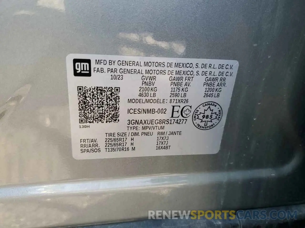 14 fotografías del automóvil dañado 3GNAXUEG8RS174277 CHEVROLET EQUINOX 2024