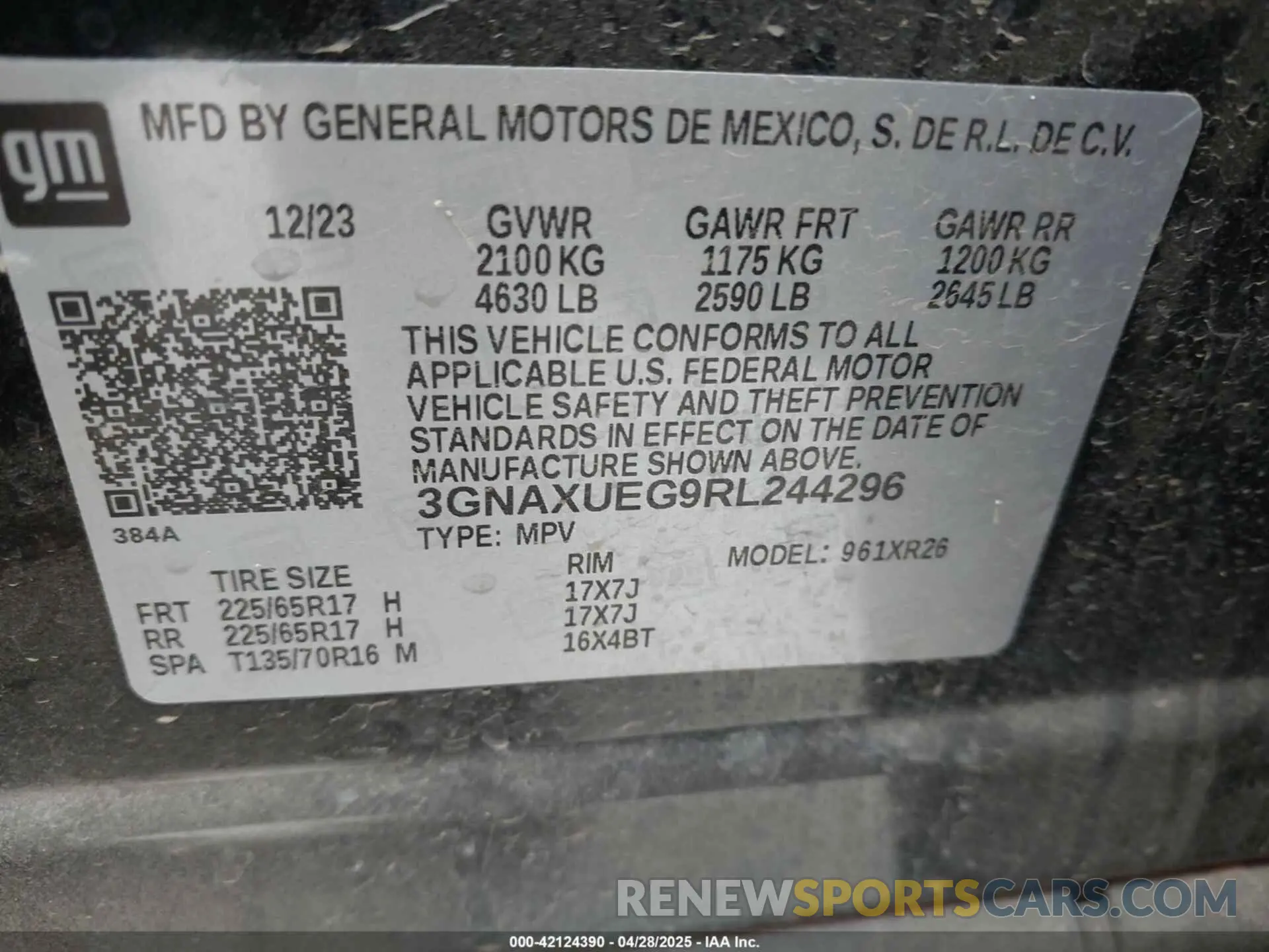 9 fotografías del automóvil dañado 3GNAXUEG9RL244296 CHEVROLET EQUINOX 2024