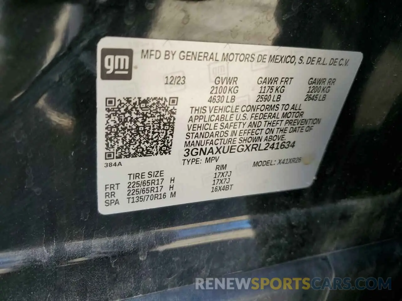 13 fotografías del automóvil dañado 3GNAXUEGXRL241634 CHEVROLET EQUINOX 2024