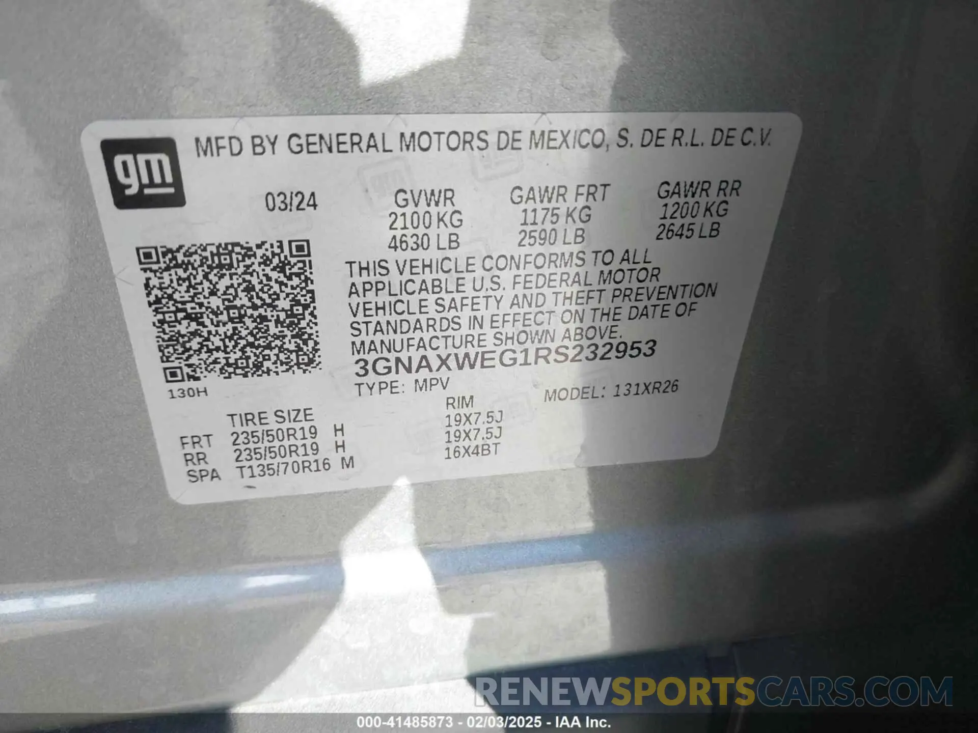 9 fotografías del automóvil dañado 3GNAXWEG1RS232953 CHEVROLET EQUINOX 2024
