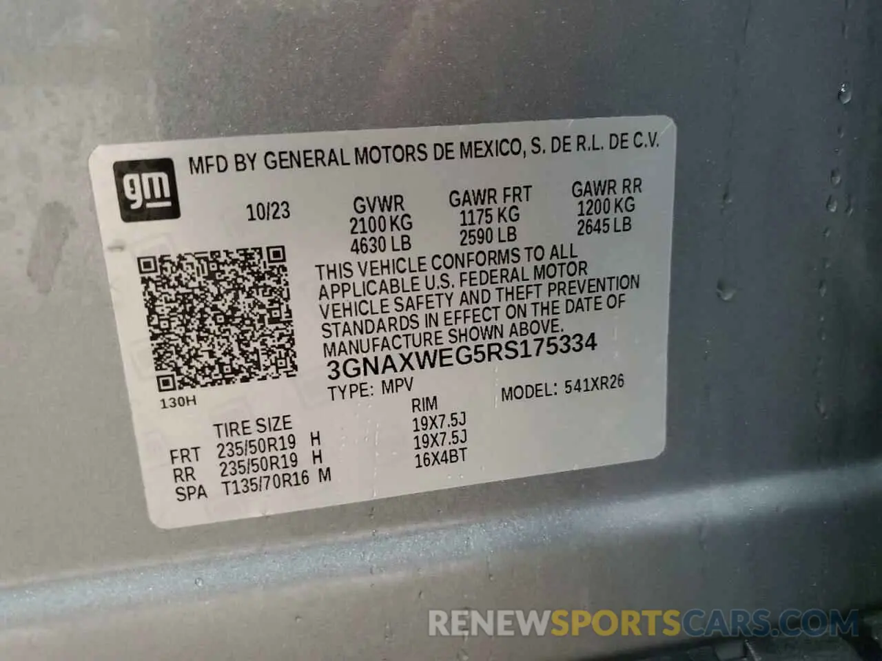 16 fotografías del automóvil dañado 3GNAXWEG5RS175334 CHEVROLET EQUINOX 2024