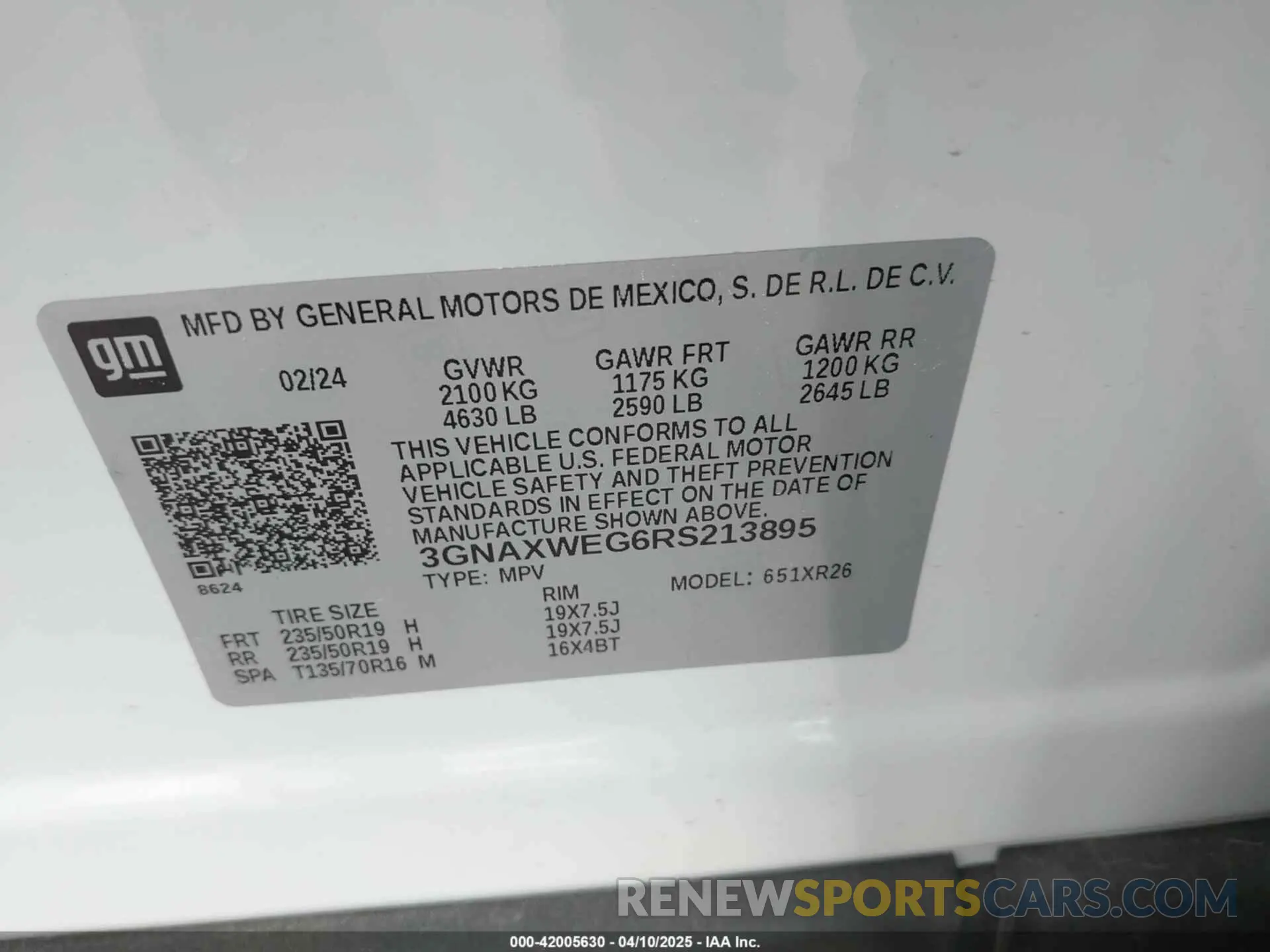 9 fotografías del automóvil dañado 3GNAXWEG6RS213895 CHEVROLET EQUINOX 2024