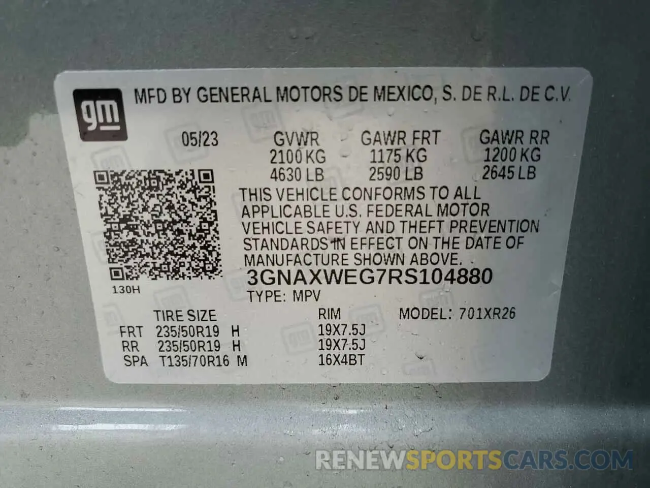 14 fotografías del automóvil dañado 3GNAXWEG7RS104880 CHEVROLET EQUINOX 2024