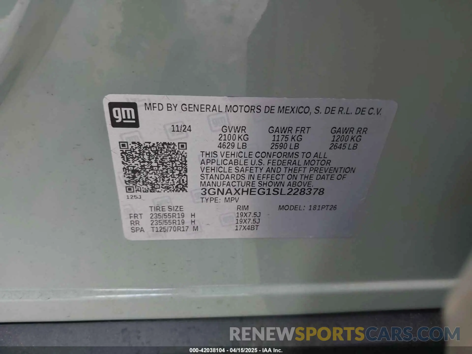 9 fotografías del automóvil dañado 3GNAXHEG1SL228378 CHEVROLET EQUINOX 2025