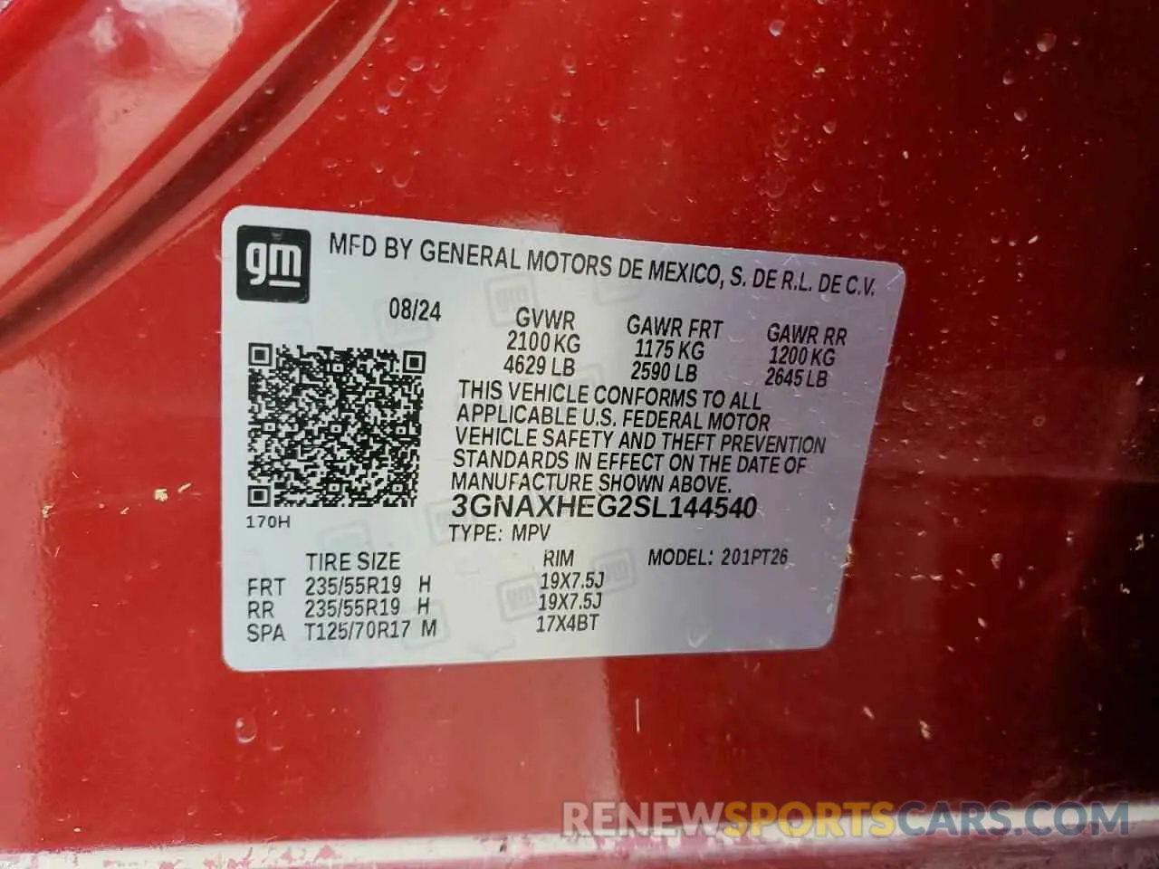 14 fotografías del automóvil dañado 3GNAXHEG2SL144540 CHEVROLET EQUINOX 2025