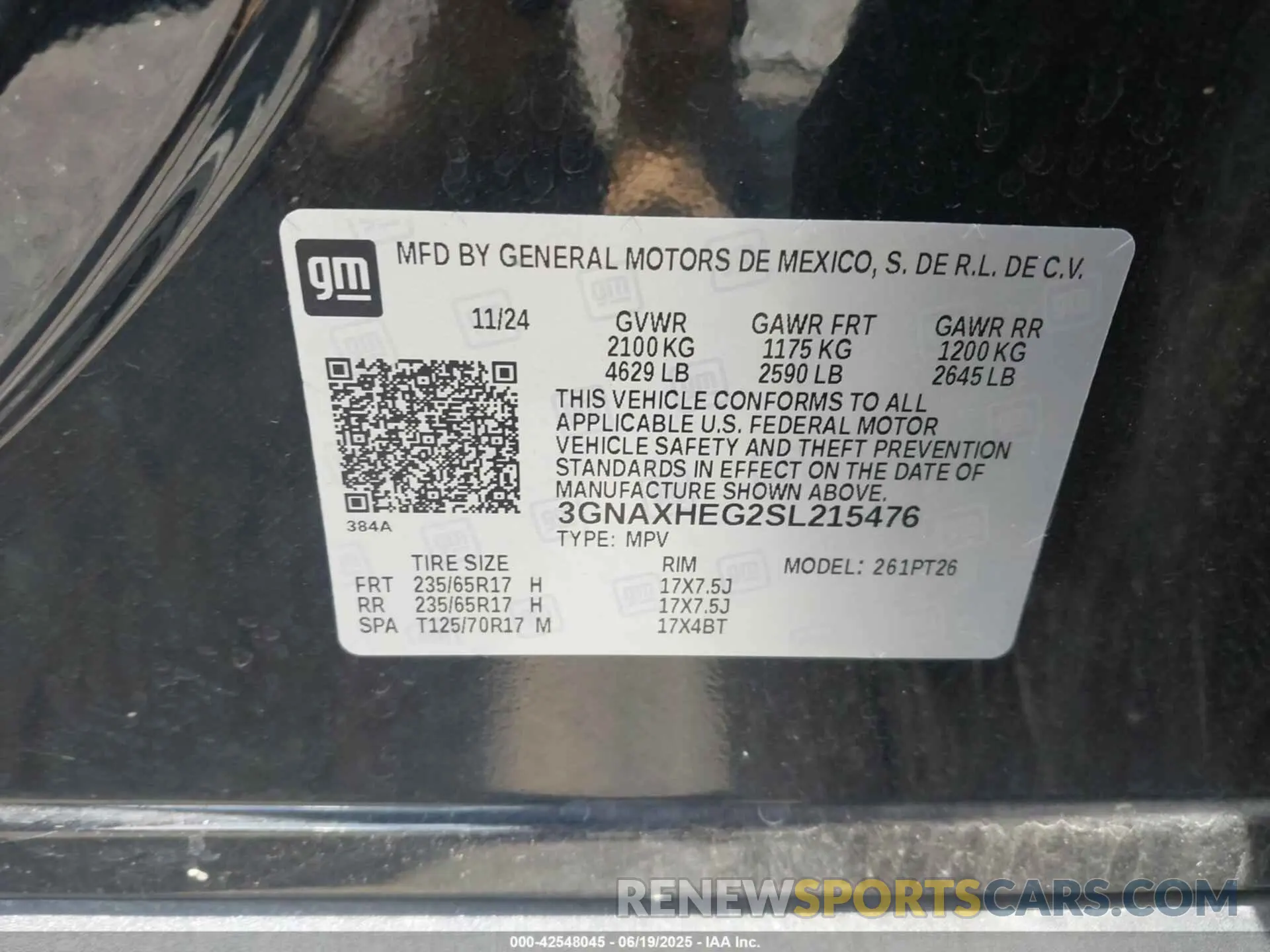 9 fotografías del automóvil dañado 3GNAXHEG2SL215476 CHEVROLET EQUINOX 2025
