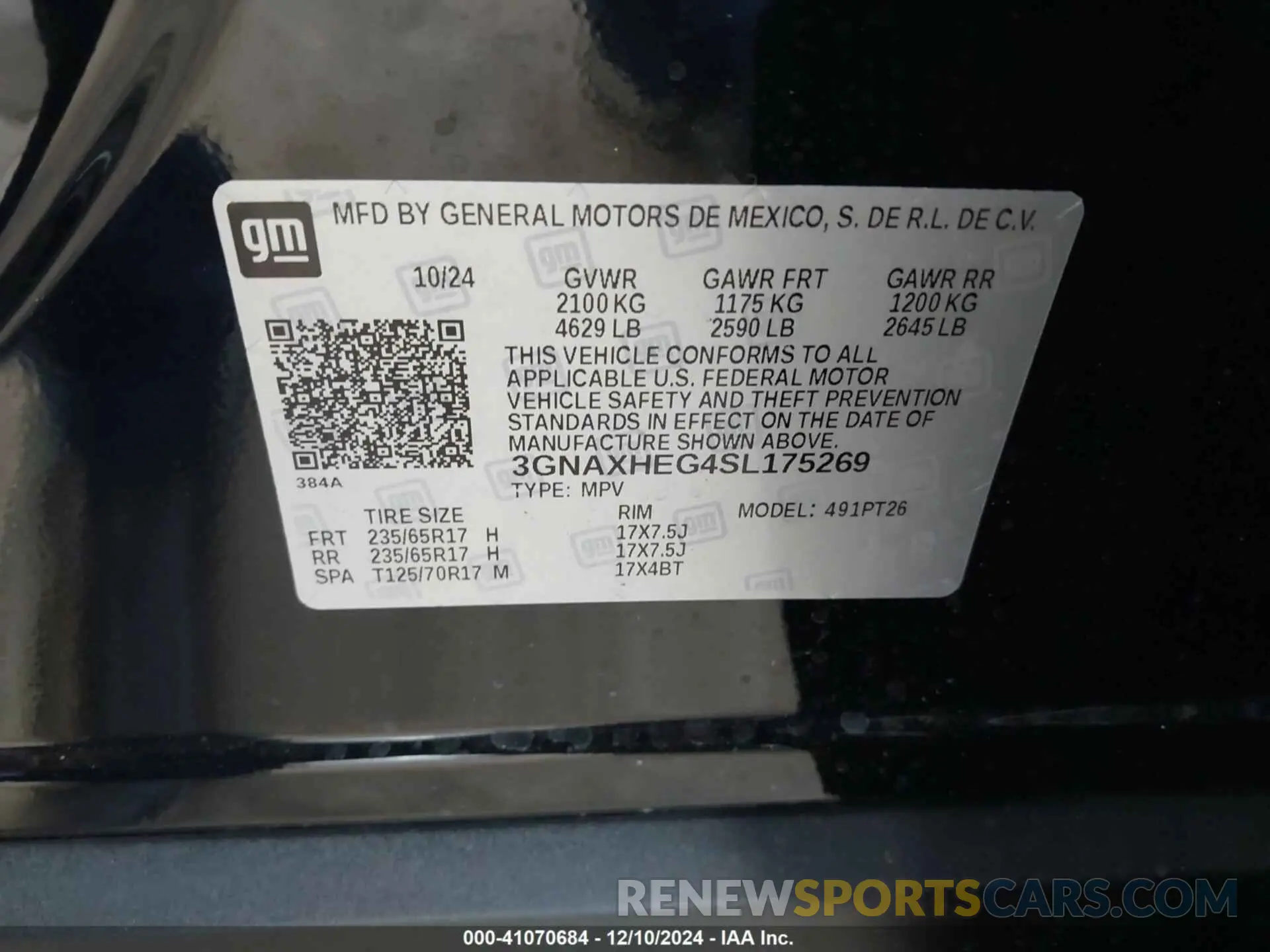 9 fotografías del automóvil dañado 3GNAXHEG4SL175269 CHEVROLET EQUINOX 2025