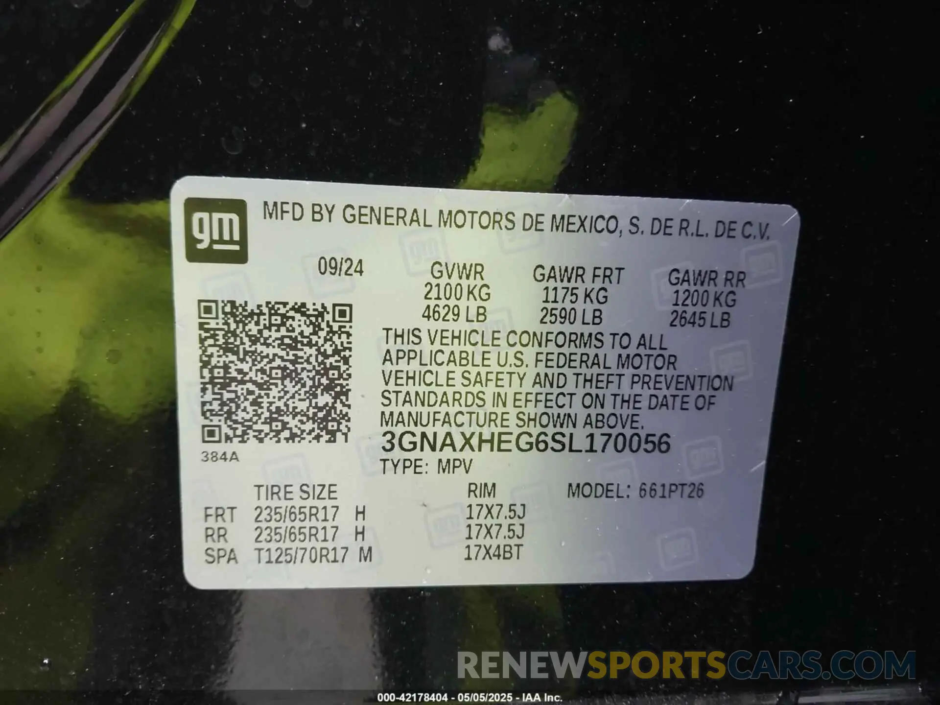 9 fotografías del automóvil dañado 3GNAXHEG6SL170056 CHEVROLET EQUINOX 2025