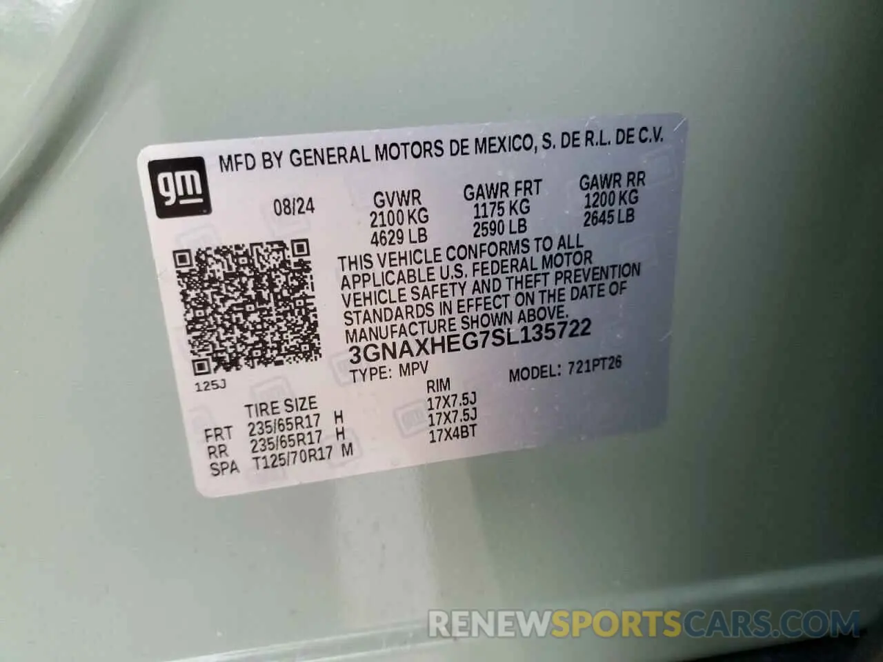 13 fotografías del automóvil dañado 3GNAXHEG7SL135722 CHEVROLET EQUINOX 2025