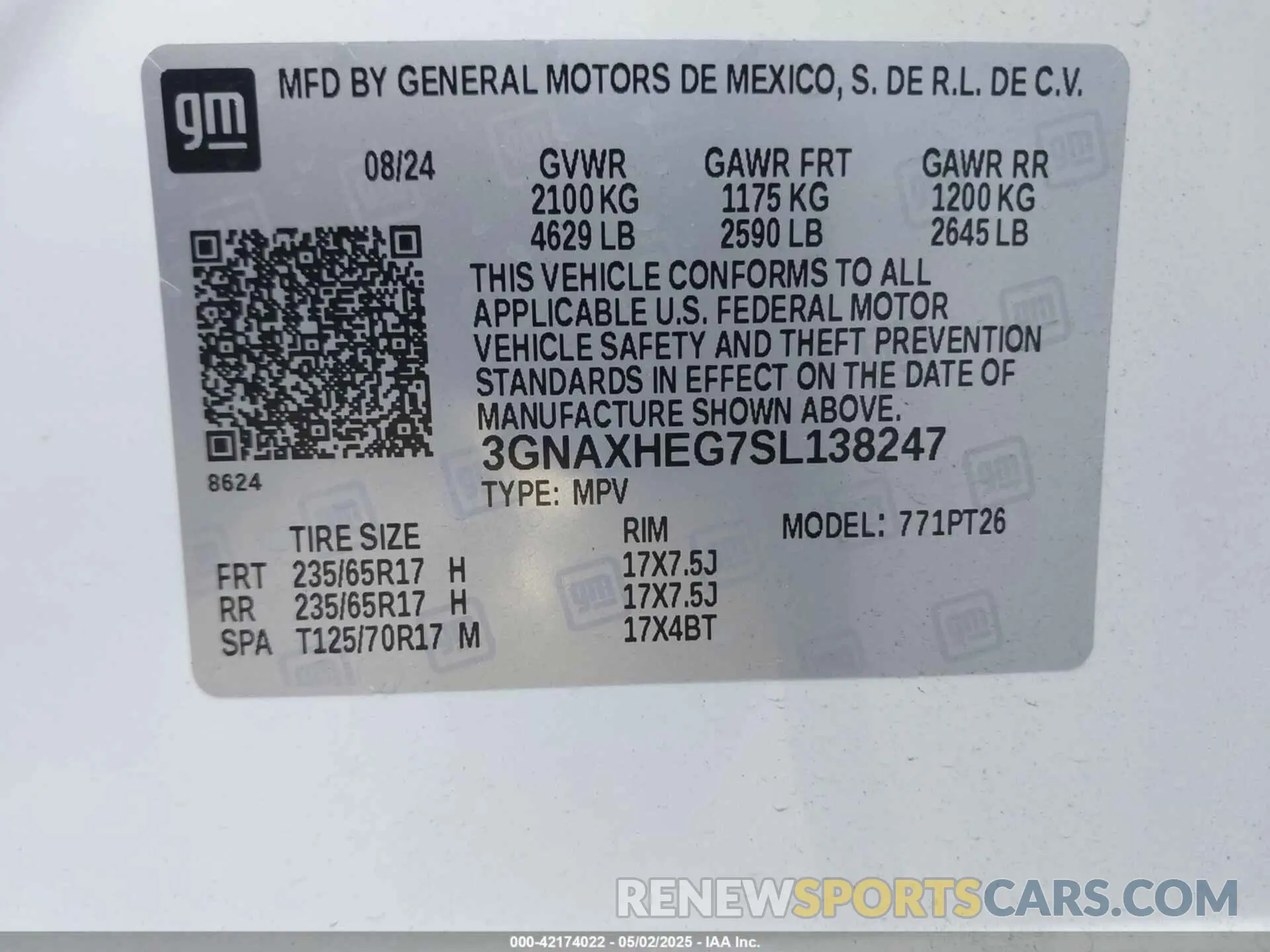 9 fotografías del automóvil dañado 3GNAXHEG7SL138247 CHEVROLET EQUINOX 2025