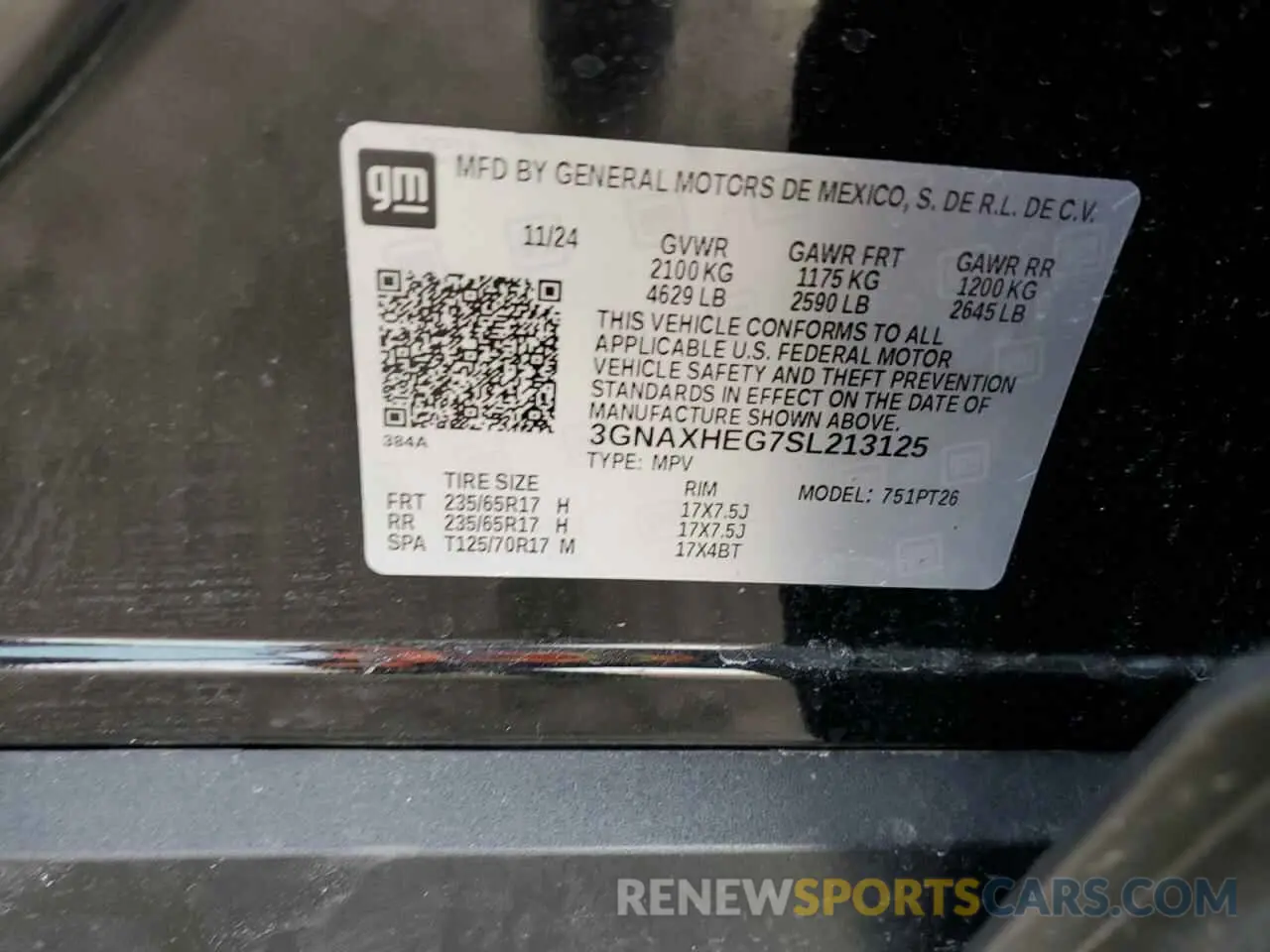12 fotografías del automóvil dañado 3GNAXHEG7SL213125 CHEVROLET EQUINOX 2025
