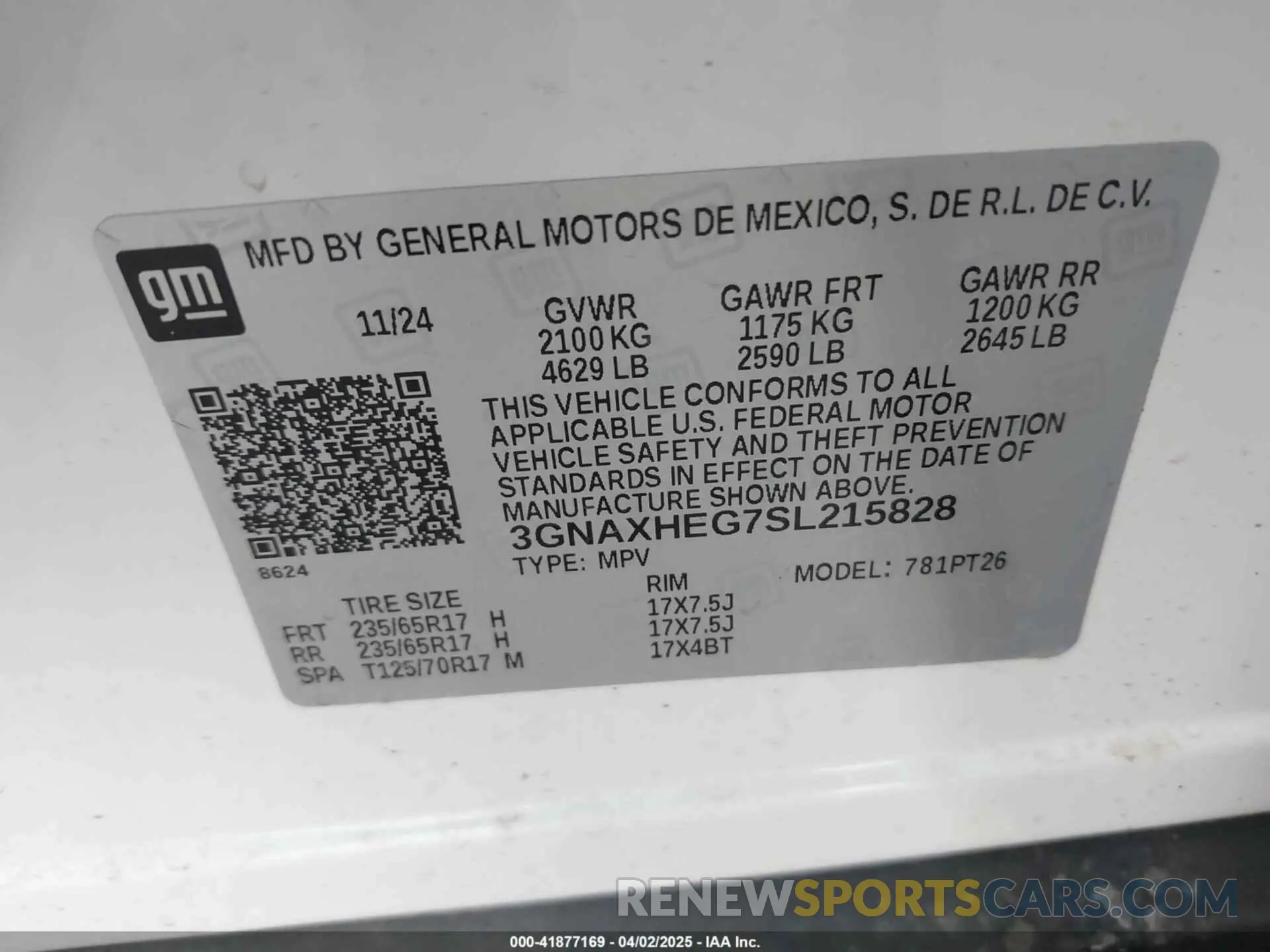 9 fotografías del automóvil dañado 3GNAXHEG7SL215828 CHEVROLET EQUINOX 2025