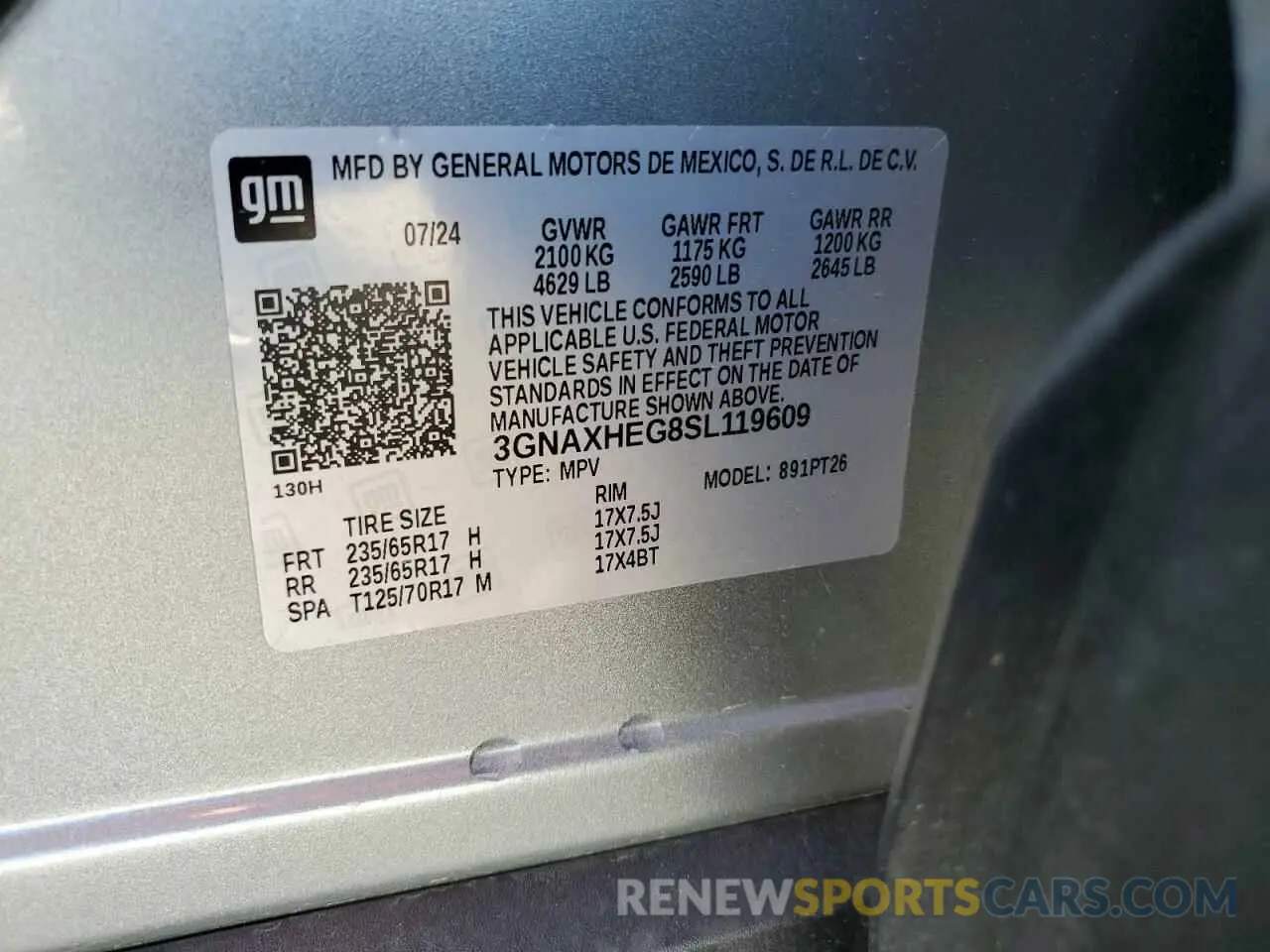 14 fotografías del automóvil dañado 3GNAXHEG8SL119609 CHEVROLET EQUINOX 2025