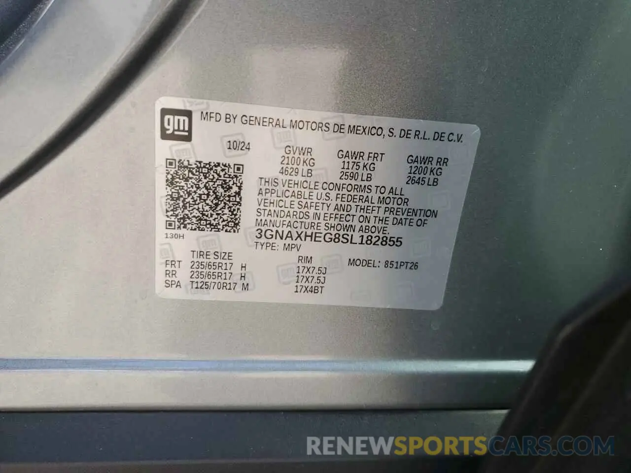 13 fotografías del automóvil dañado 3GNAXHEG8SL182855 CHEVROLET EQUINOX 2025