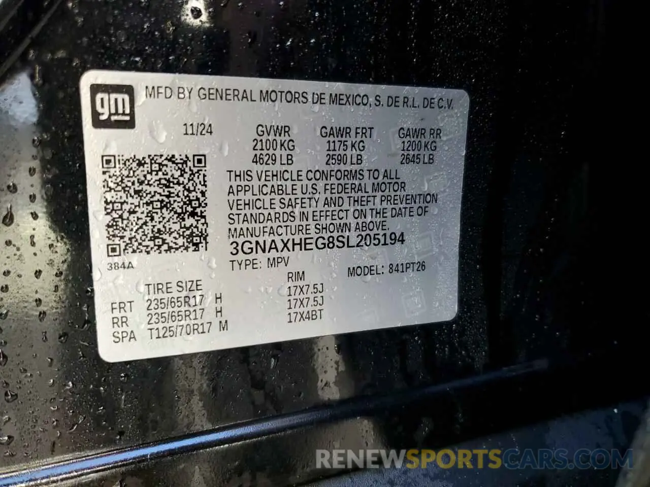 13 fotografías del automóvil dañado 3GNAXHEG8SL205194 CHEVROLET EQUINOX 2025