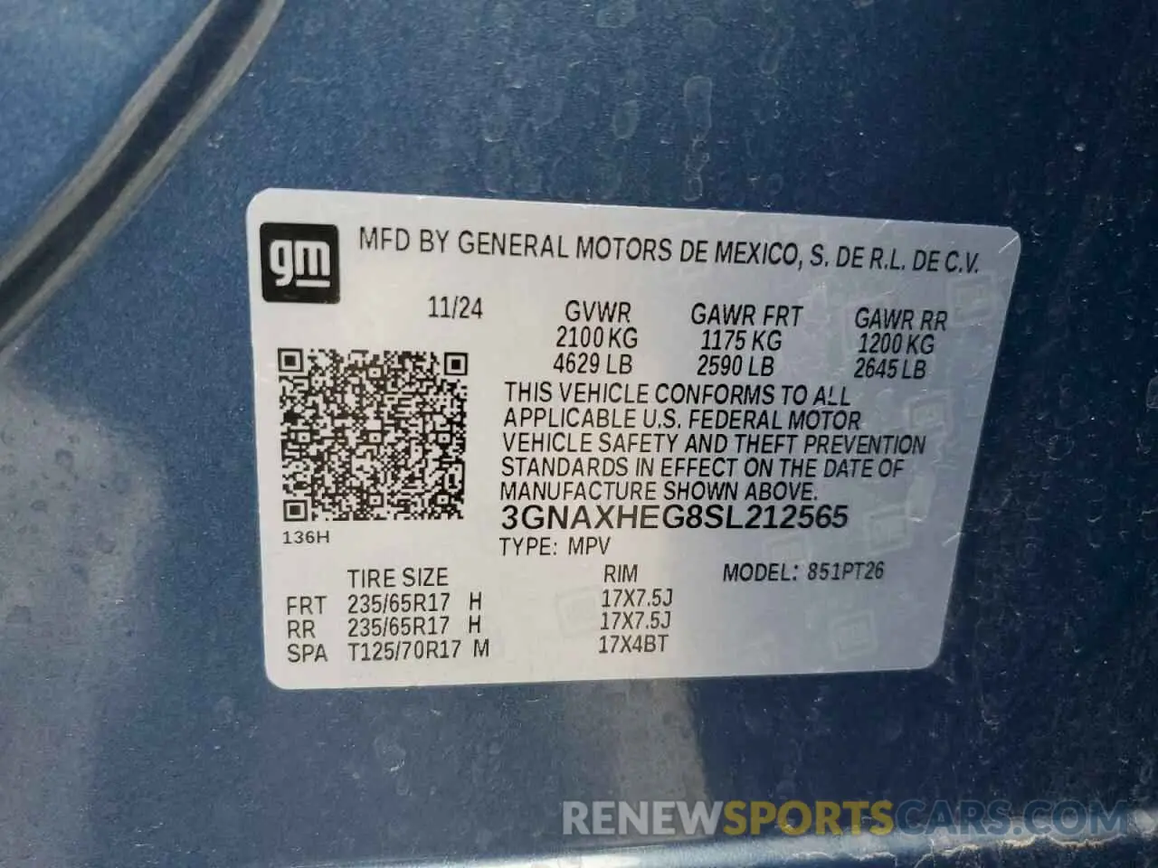 13 fotografías del automóvil dañado 3GNAXHEG8SL212565 CHEVROLET EQUINOX 2025