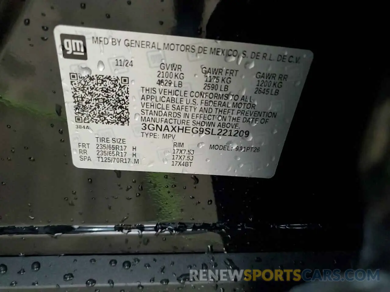 13 fotografías del automóvil dañado 3GNAXHEG9SL221209 CHEVROLET EQUINOX 2025
