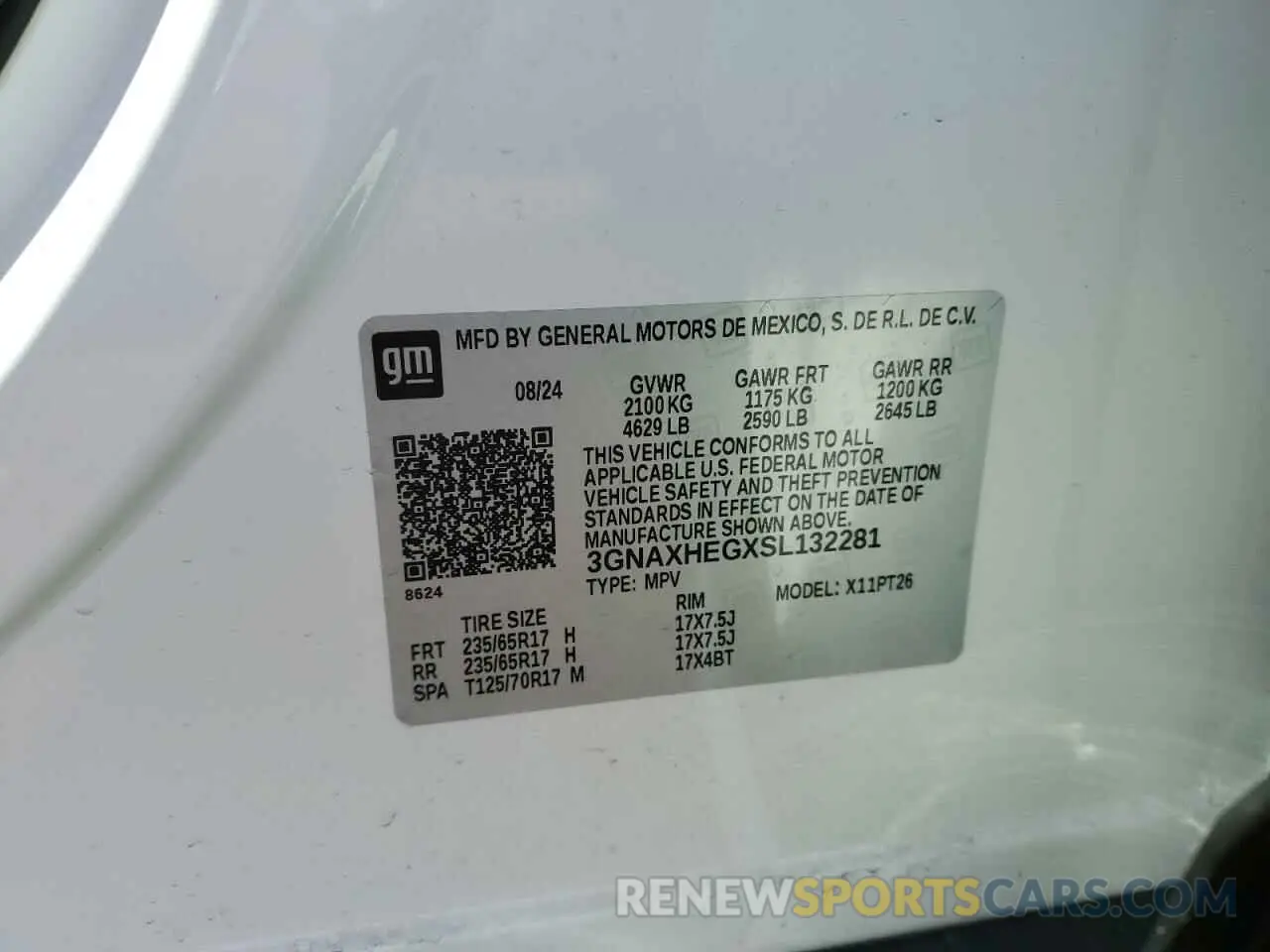 12 fotografías del automóvil dañado 3GNAXHEGXSL132281 CHEVROLET EQUINOX 2025