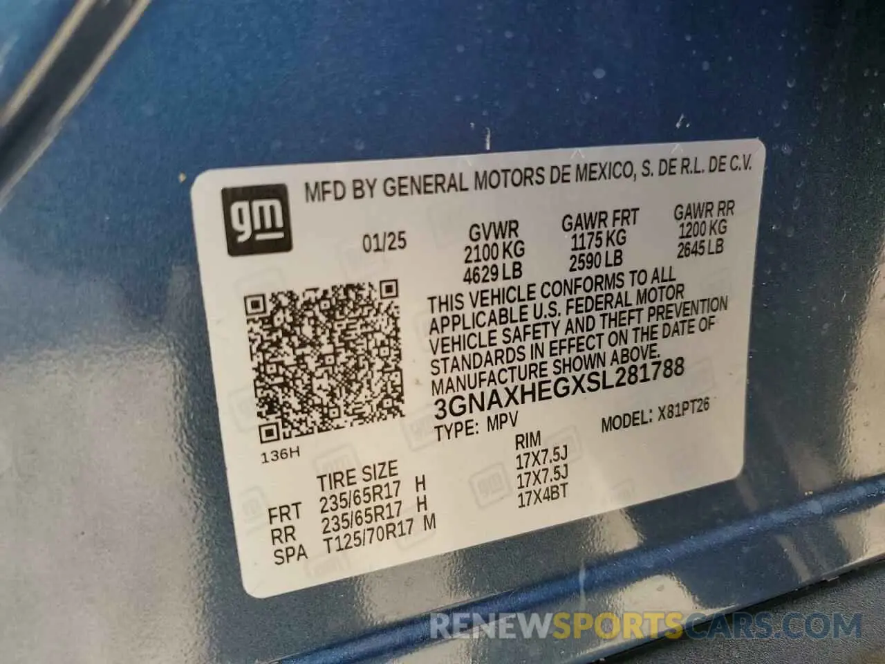 14 fotografías del automóvil dañado 3GNAXHEGXSL281788 CHEVROLET EQUINOX 2025