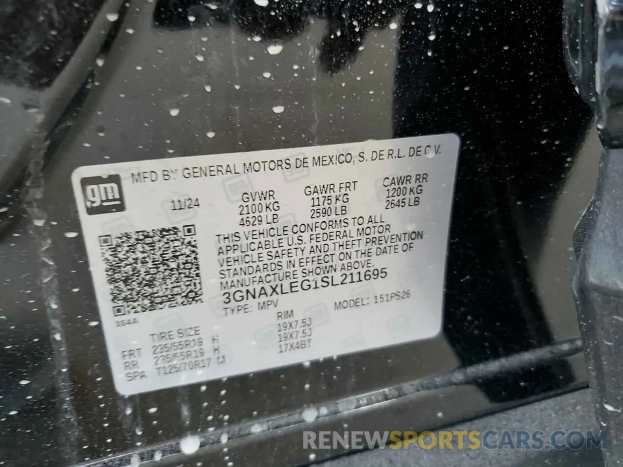 14 fotografías del automóvil dañado 3GNAXLEG1SL211695 CHEVROLET EQUINOX 2025