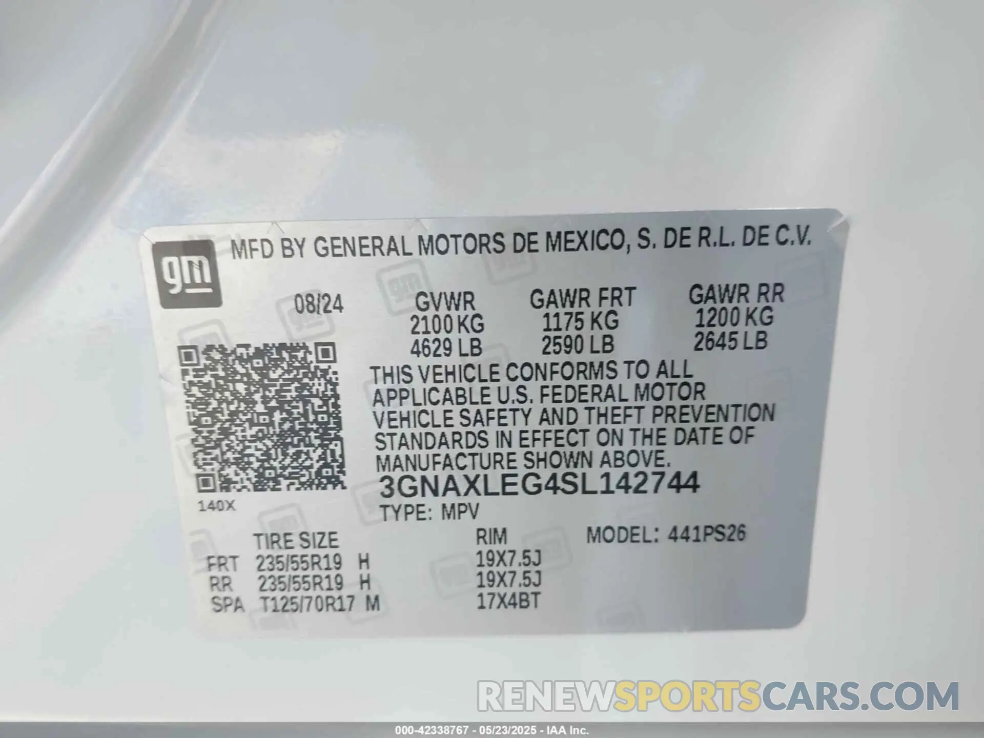 9 fotografías del automóvil dañado 3GNAXLEG4SL142744 CHEVROLET EQUINOX 2025