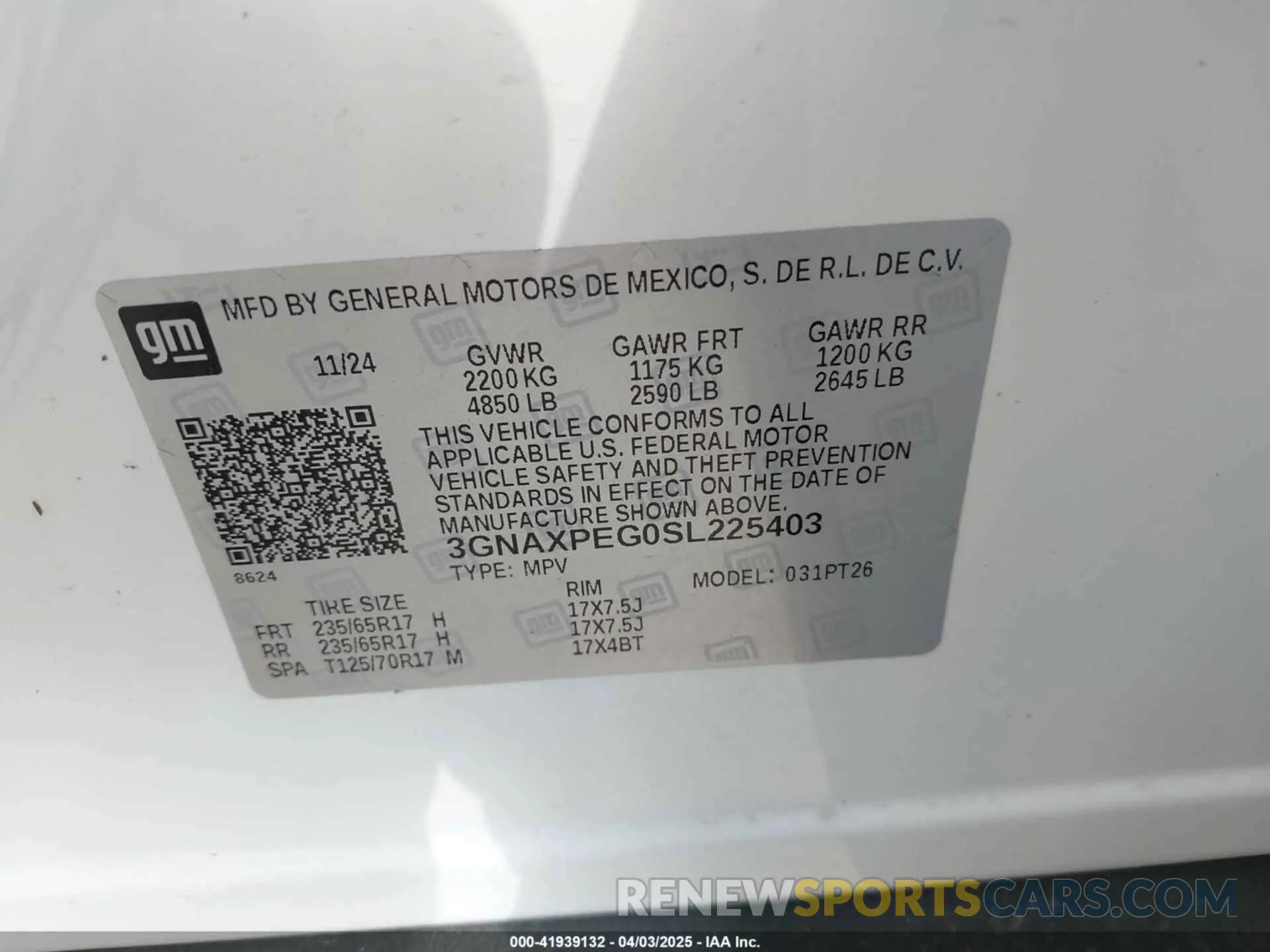 9 fotografías del automóvil dañado 3GNAXPEG0SL225403 CHEVROLET EQUINOX 2025
