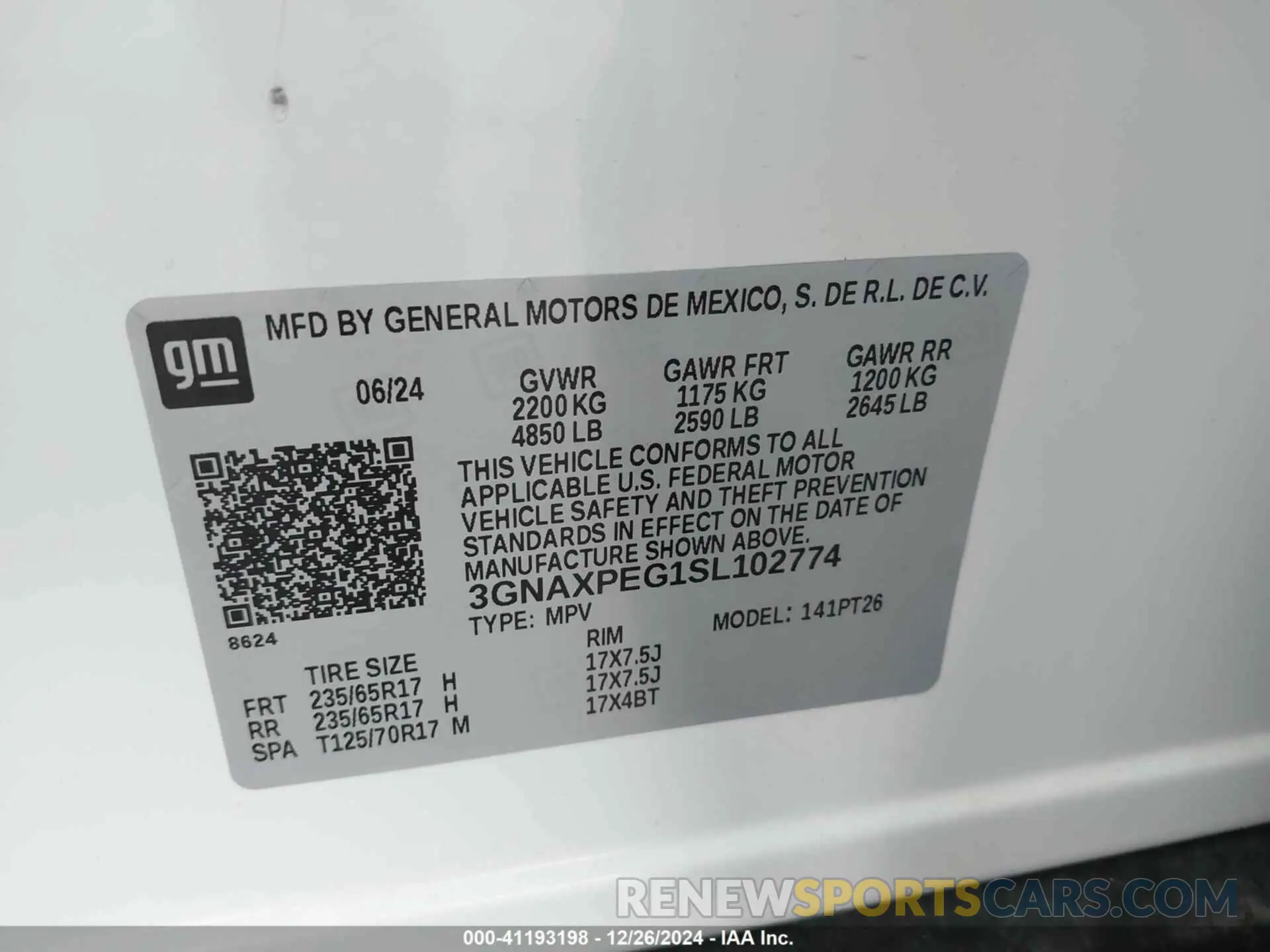 9 fotografías del automóvil dañado 3GNAXPEG1SL102774 CHEVROLET EQUINOX 2025