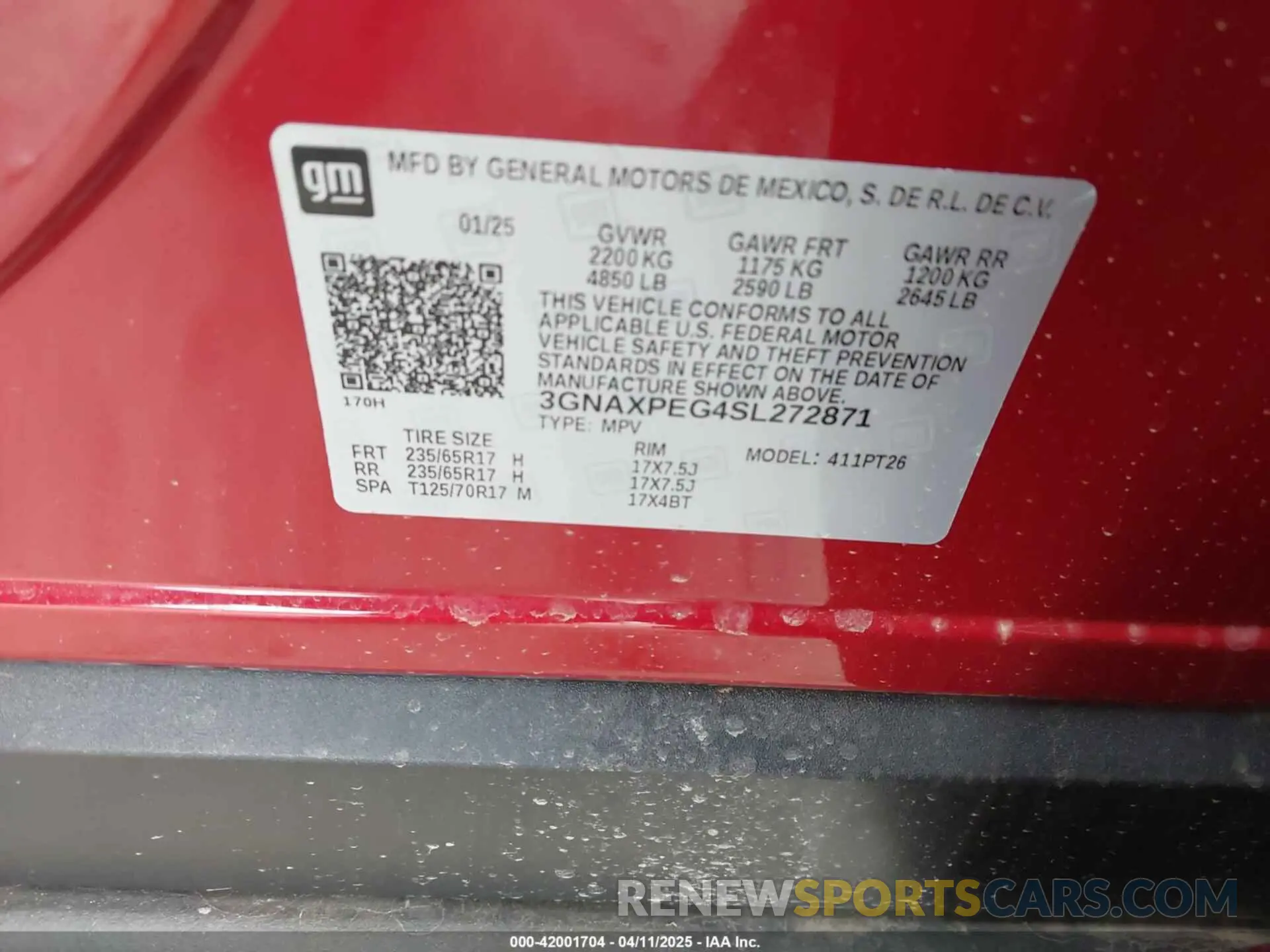 9 fotografías del automóvil dañado 3GNAXPEG4SL272871 CHEVROLET EQUINOX 2025