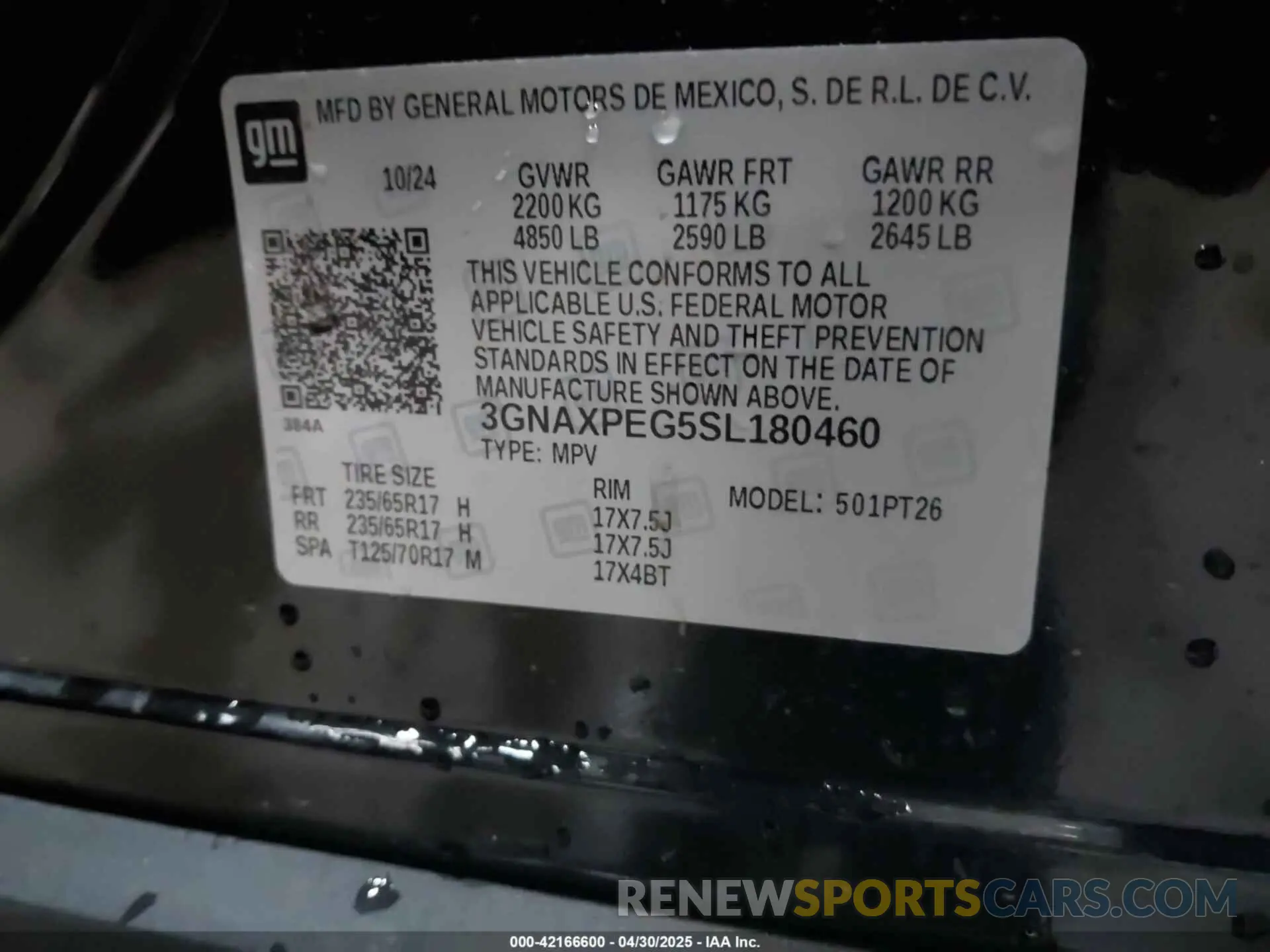 9 fotografías del automóvil dañado 3GNAXPEG5SL180460 CHEVROLET EQUINOX 2025