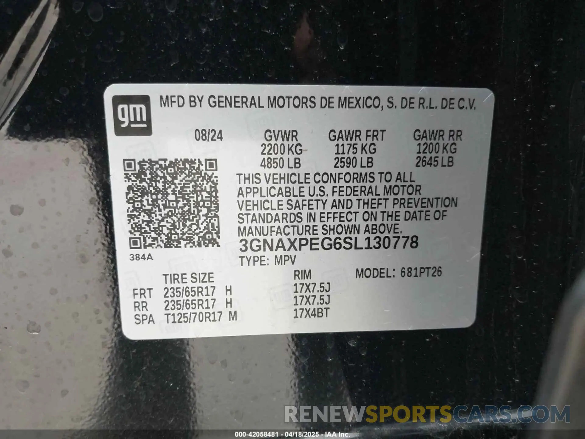 8 fotografías del automóvil dañado 3GNAXPEG6SL130778 CHEVROLET EQUINOX 2025