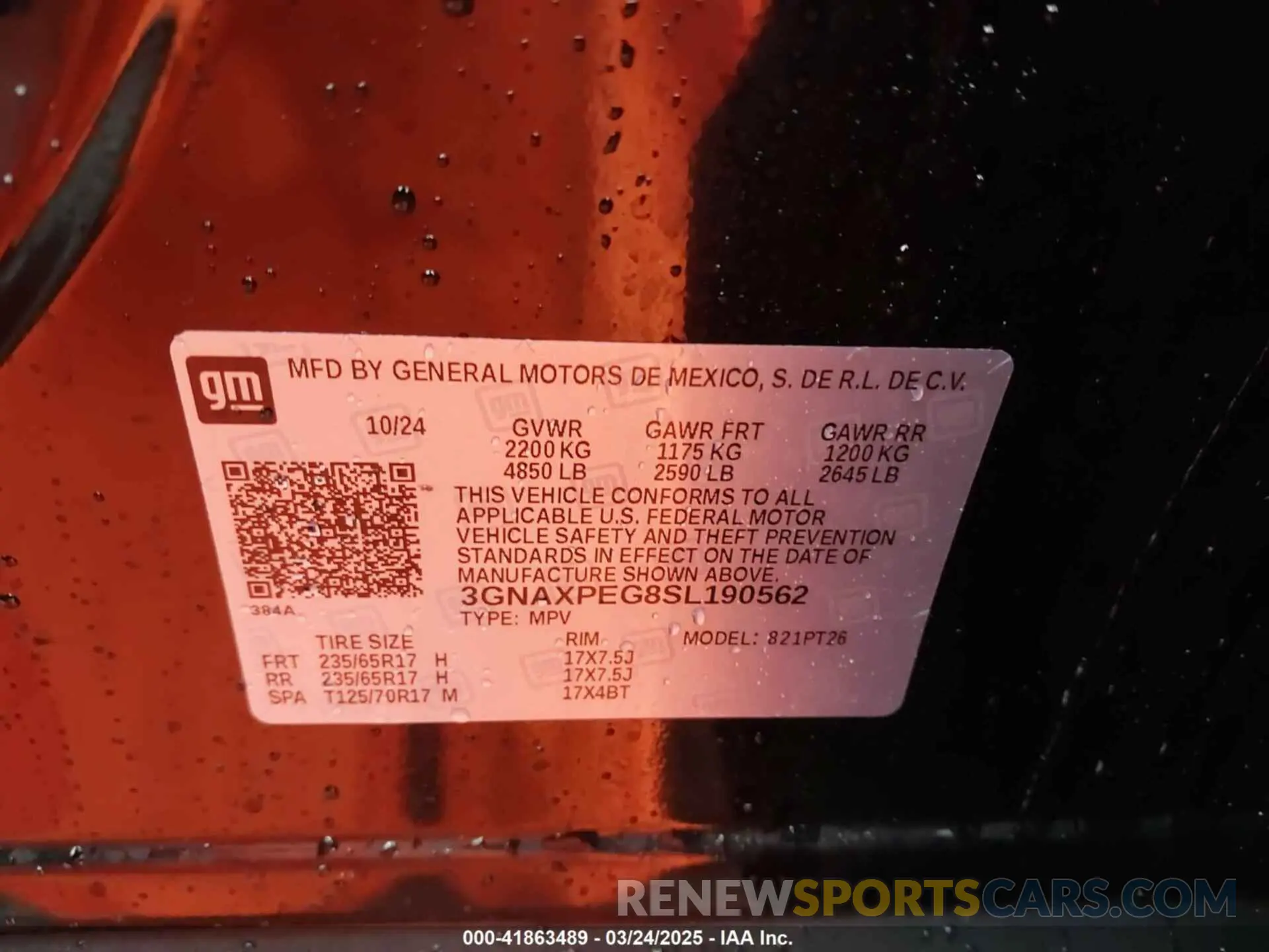 9 fotografías del automóvil dañado 3GNAXPEG8SL190562 CHEVROLET EQUINOX 2025