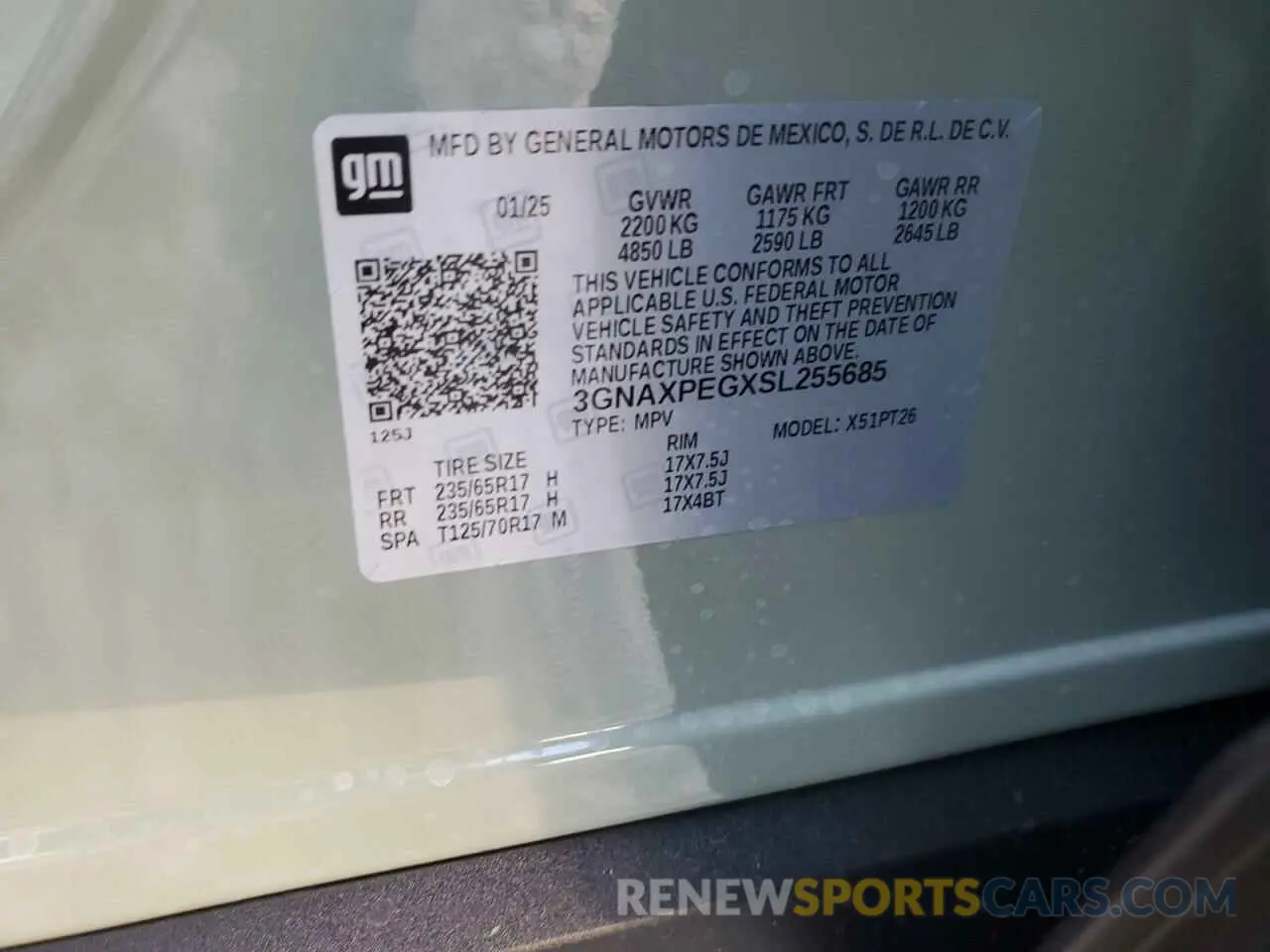 13 fotografías del automóvil dañado 3GNAXPEGXSL255685 CHEVROLET EQUINOX 2025